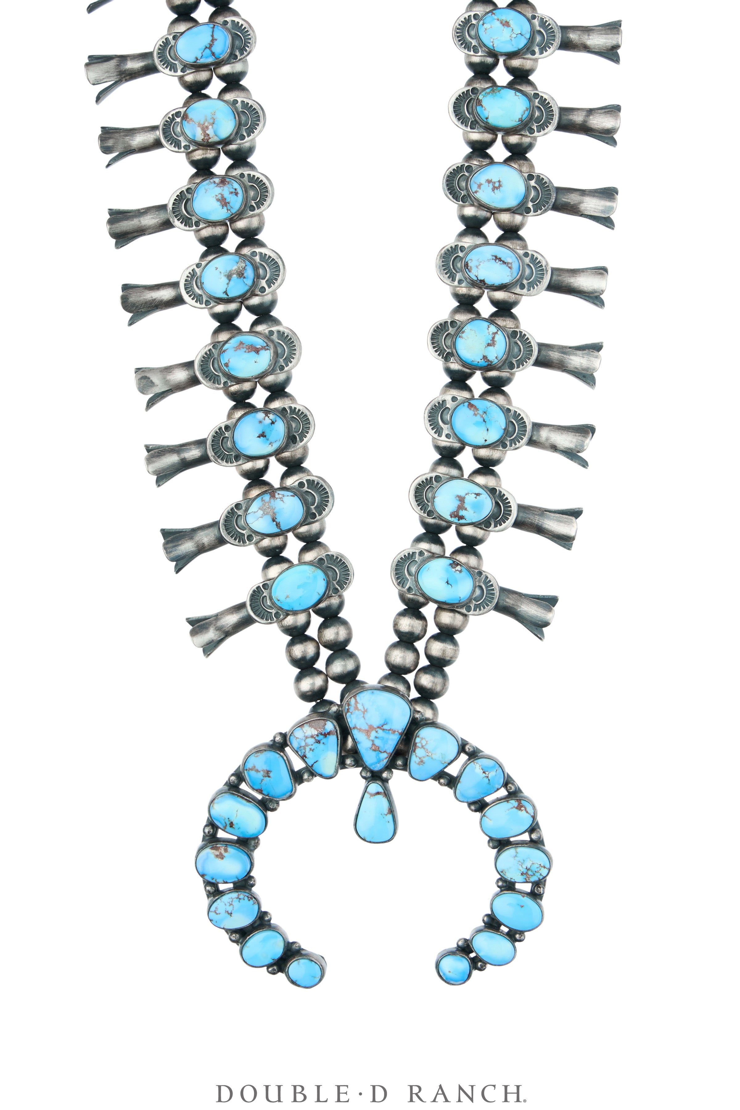 Necklace, Squash Blossom, Turquoise, Golden Hills, With Matching Earri