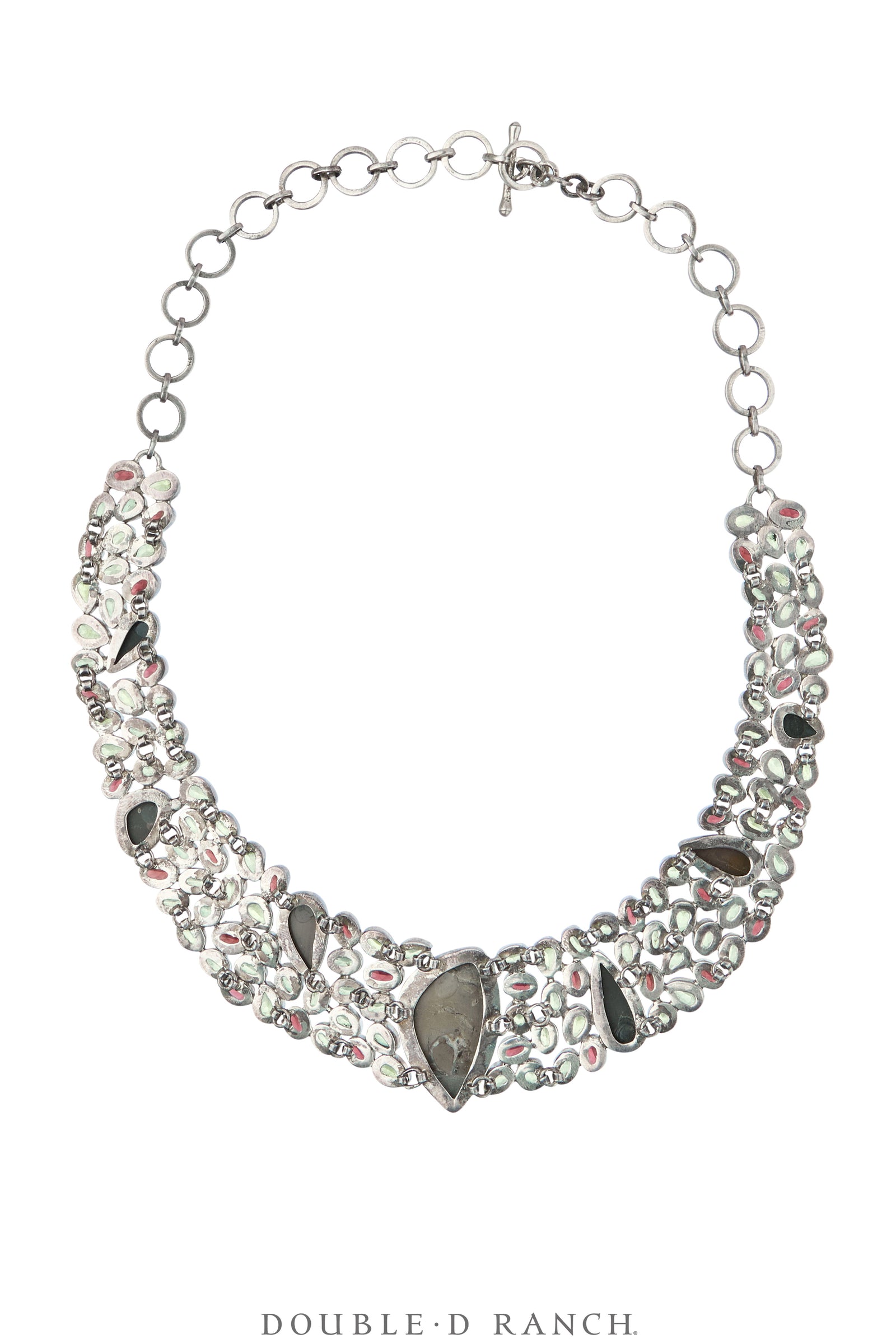 Necklace, Statement, Jewels, Peridot, Garnet & Ammolite, With Matching Cuff, Contemporary, 3815