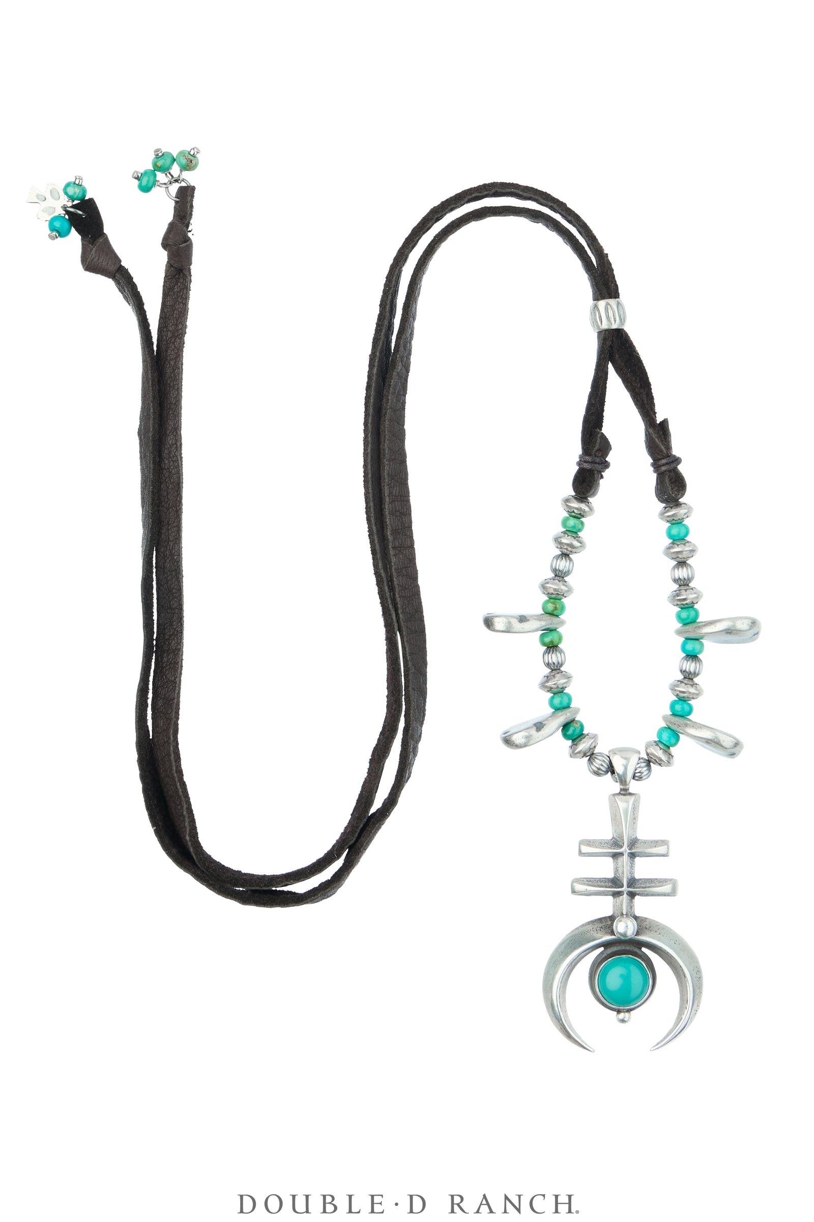 Necklace, Squash Blossom, Turquoise With Sterling Silver, Artisan, Contemporary, 3821