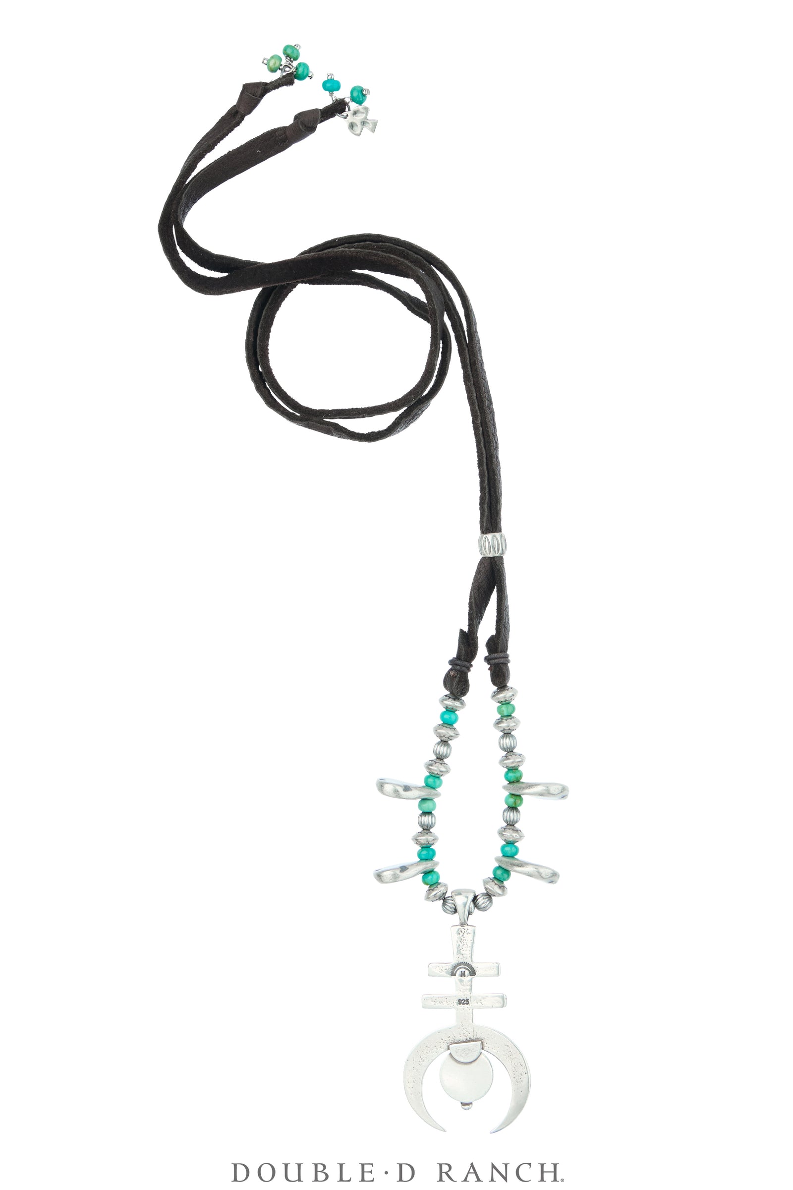 Necklace, Squash Blossom, Turquoise With Sterling Silver, Artisan, Contemporary, 3821