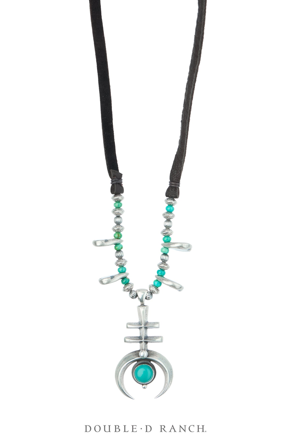 Necklace, Squash Blossom, Turquoise With Sterling Silver, Artisan, Contemporary, 3821