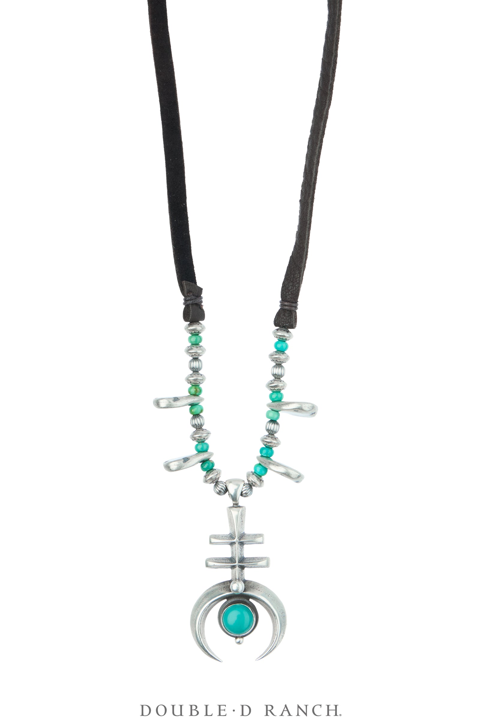 Necklace, Squash Blossom, Turquoise With Sterling Silver, Artisan, Contemporary, 3821
