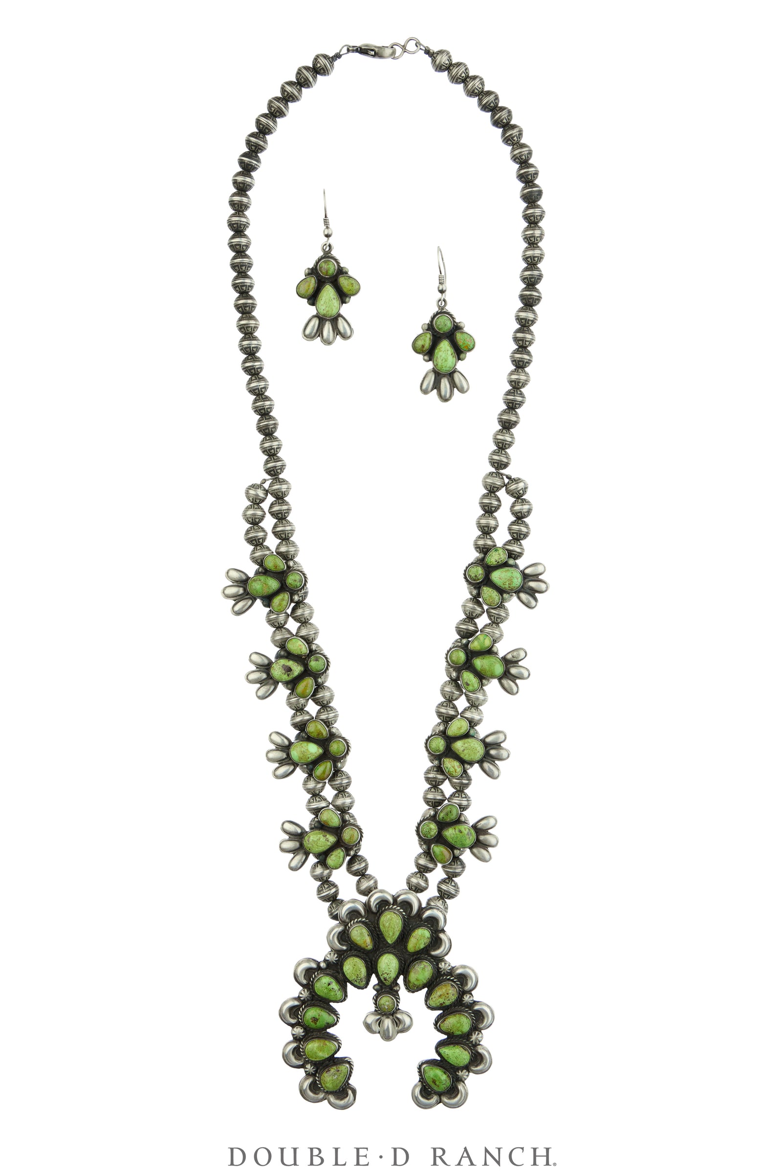 Necklace, Squash Blossom, Gaspeite, Matching Earrings, Hallmark, Vintage, 3823