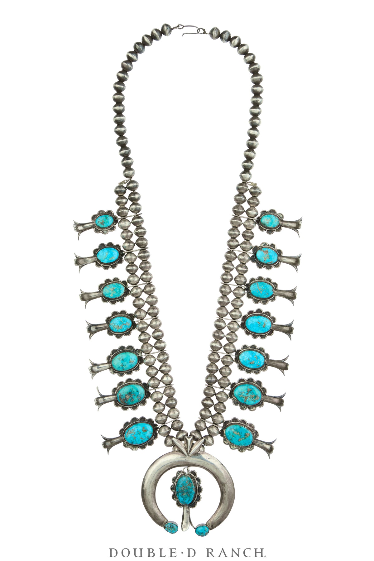 Necklace, Squash Blossom, Turquoise, Exceptional, NACG, Estate, Vintage ‘60, 3824