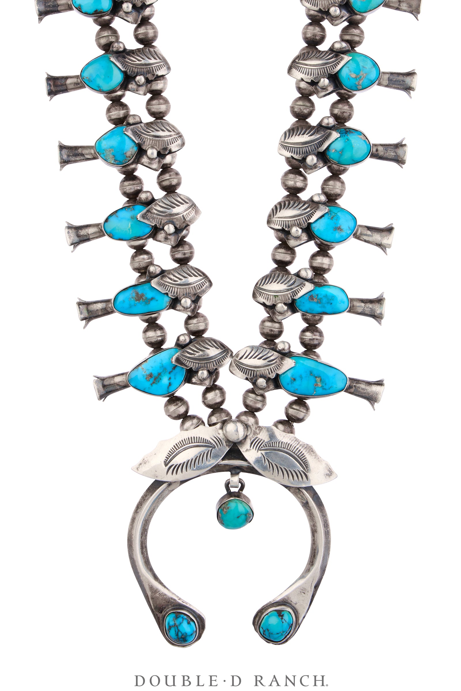 Necklace, Squash Blossom, Turquoise, Hallmark, Vintage, 3825