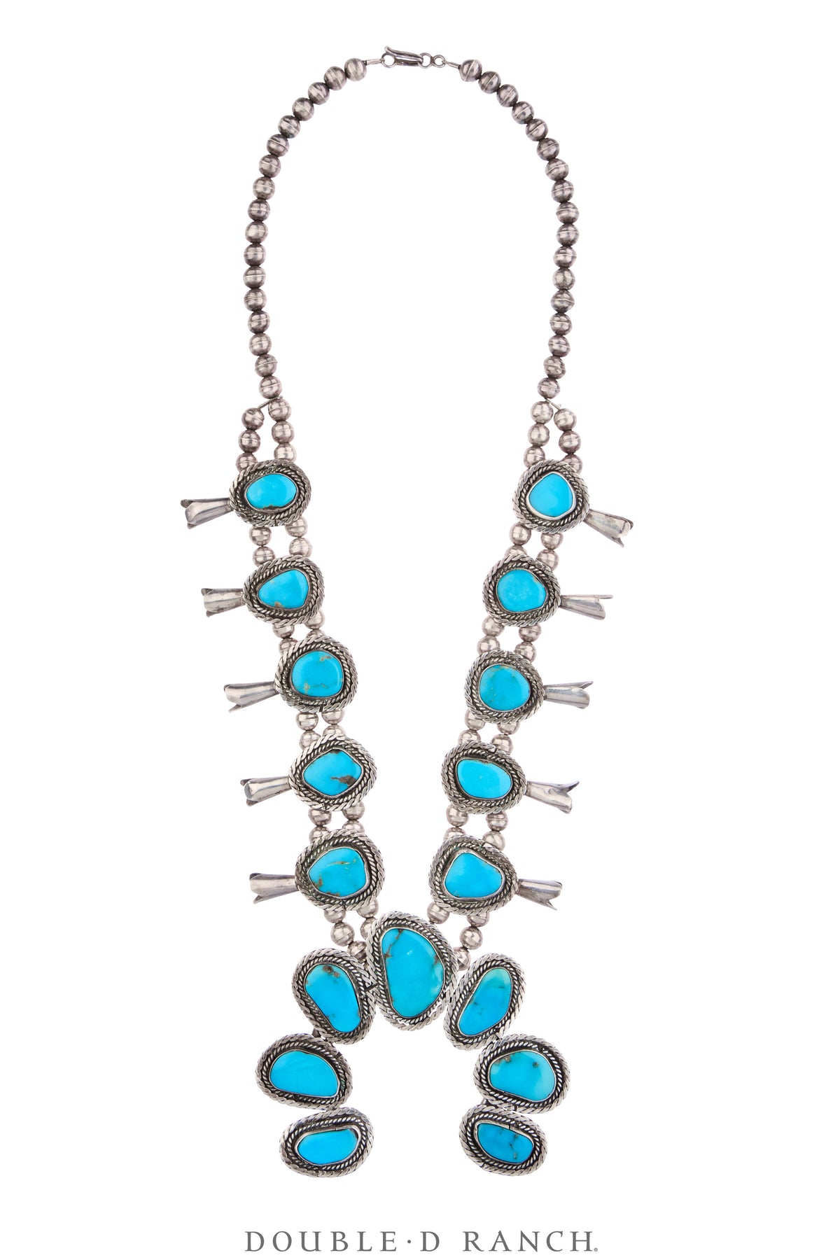 Necklace, Squash Blossom, Turquoise, Vintage, 3827