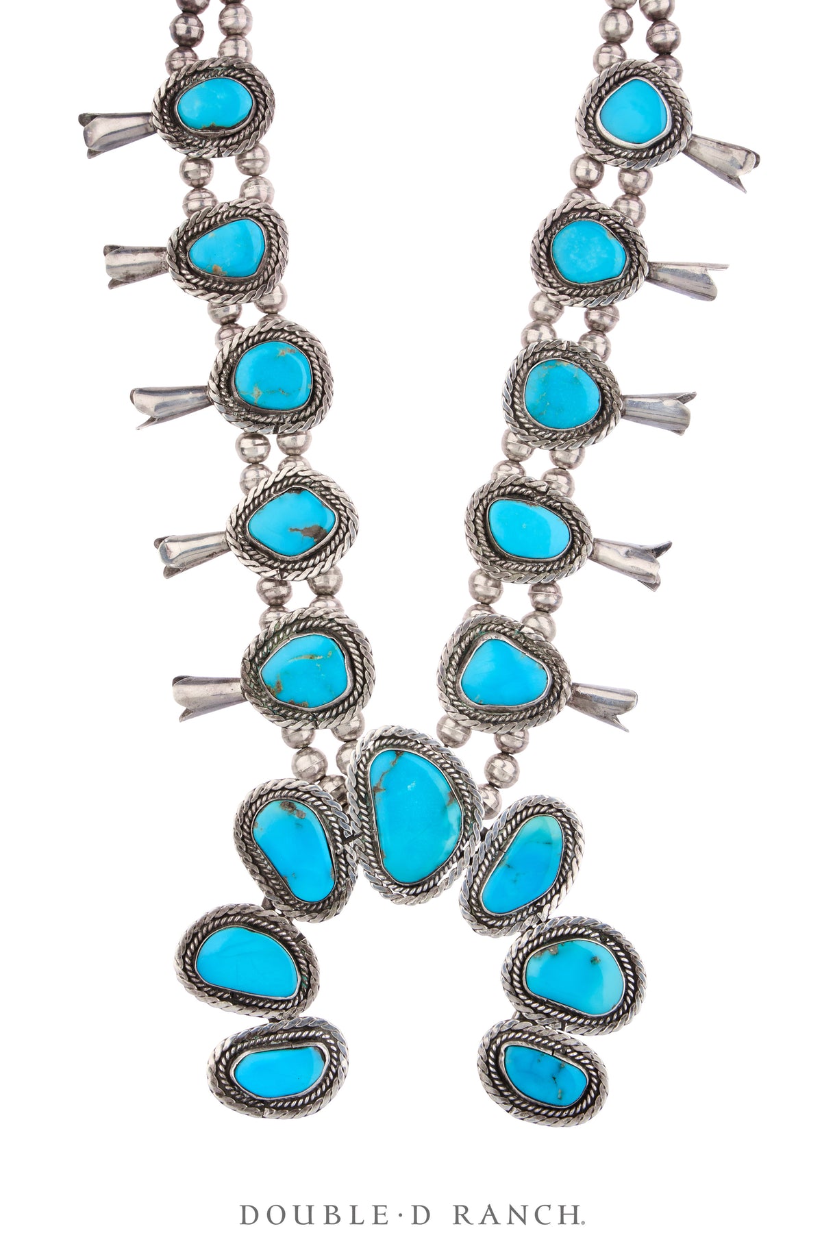 Necklace, Squash Blossom, Turquoise, Vintage, 3827