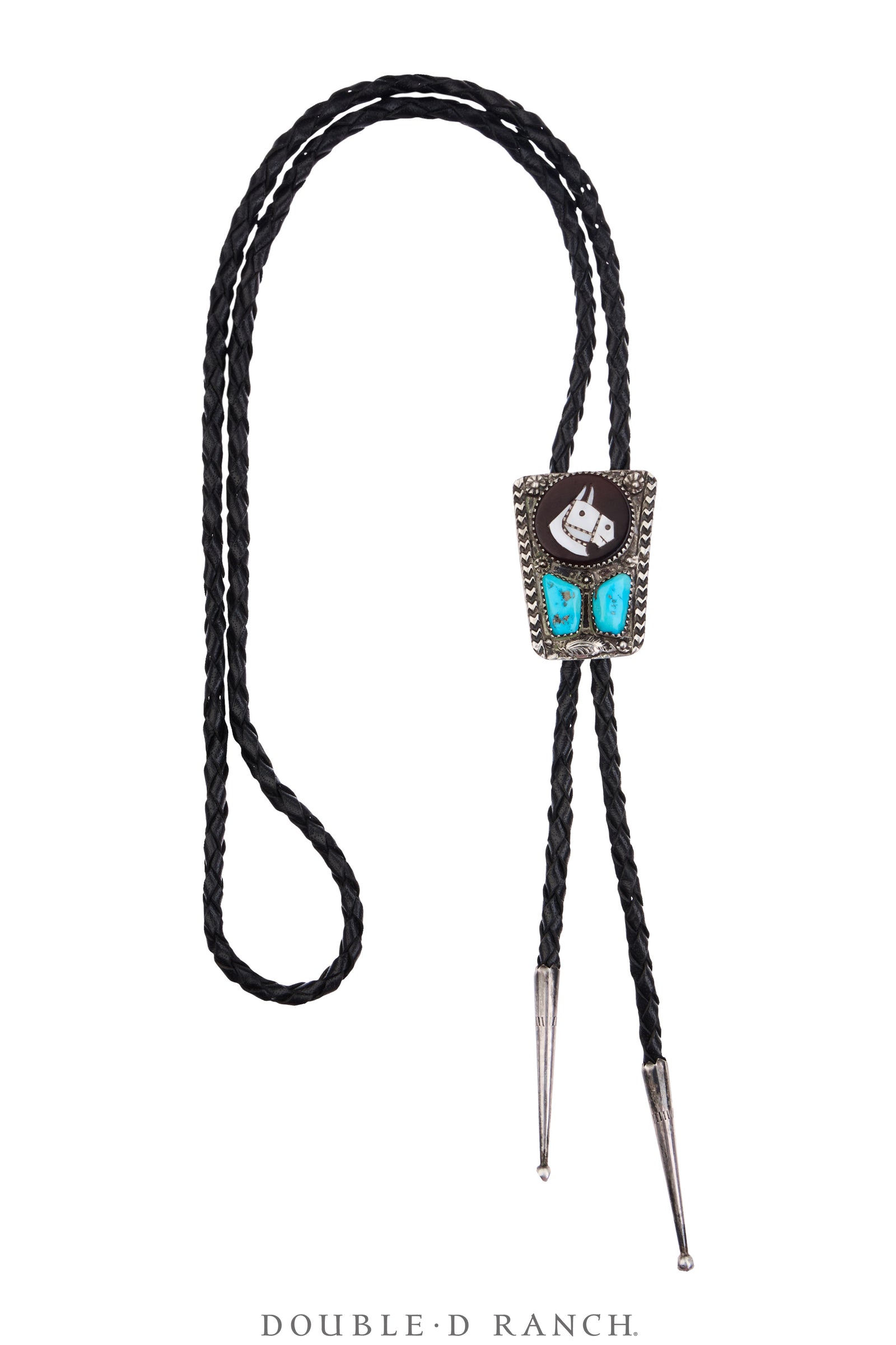 Bolo, Inlay, Horse Profile, Turquoise, Simplicio, Vintage ‘70s, 3830