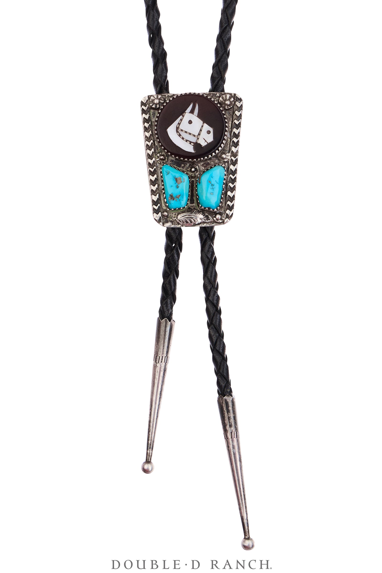 Bolo, Inlay, Horse Profile, Turquoise, Simplicio, Vintage ‘70s, 3830