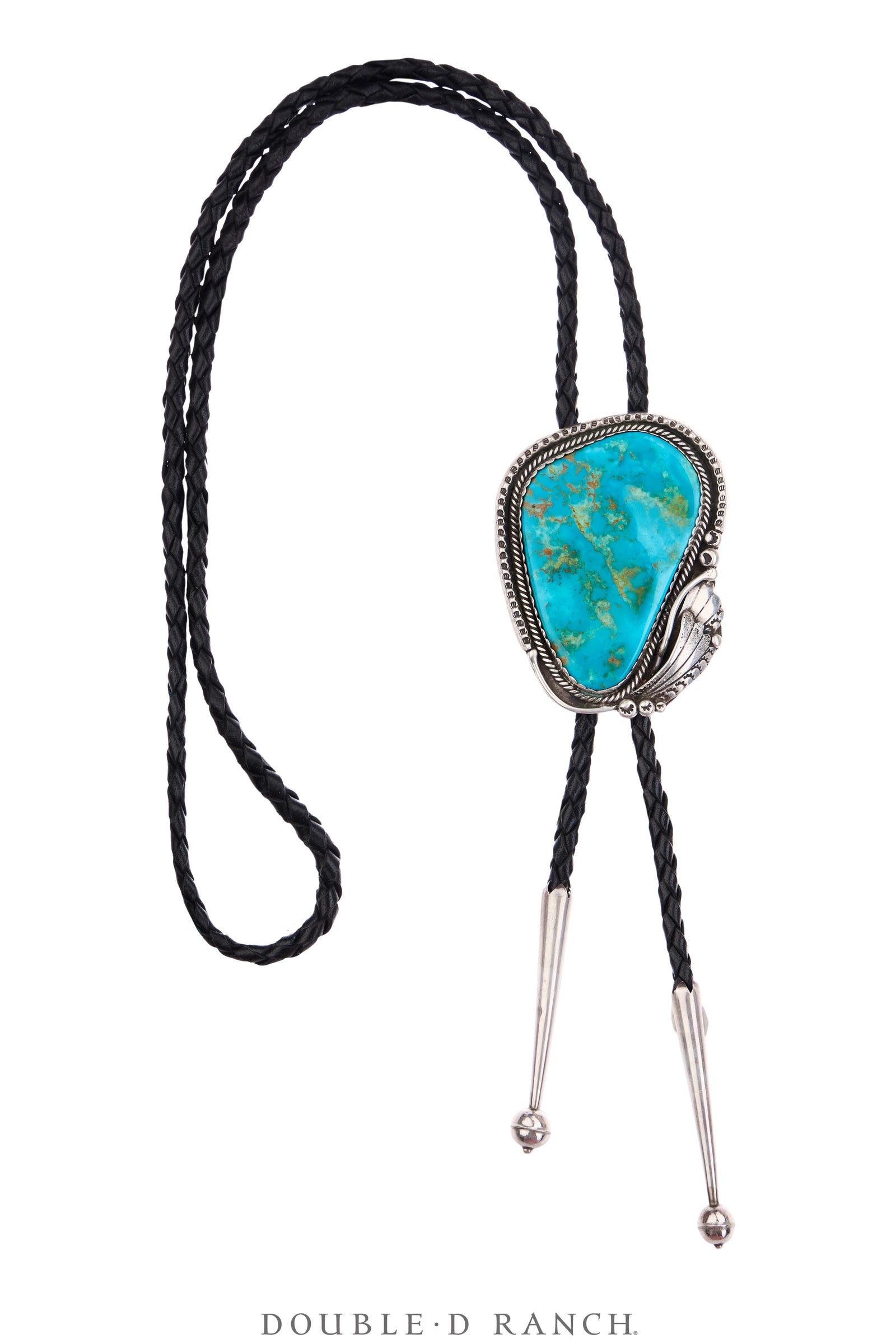 Bolo, Natural Stone, Turquoise, Leaf Overlay, Hallmark, Vintage, 3831