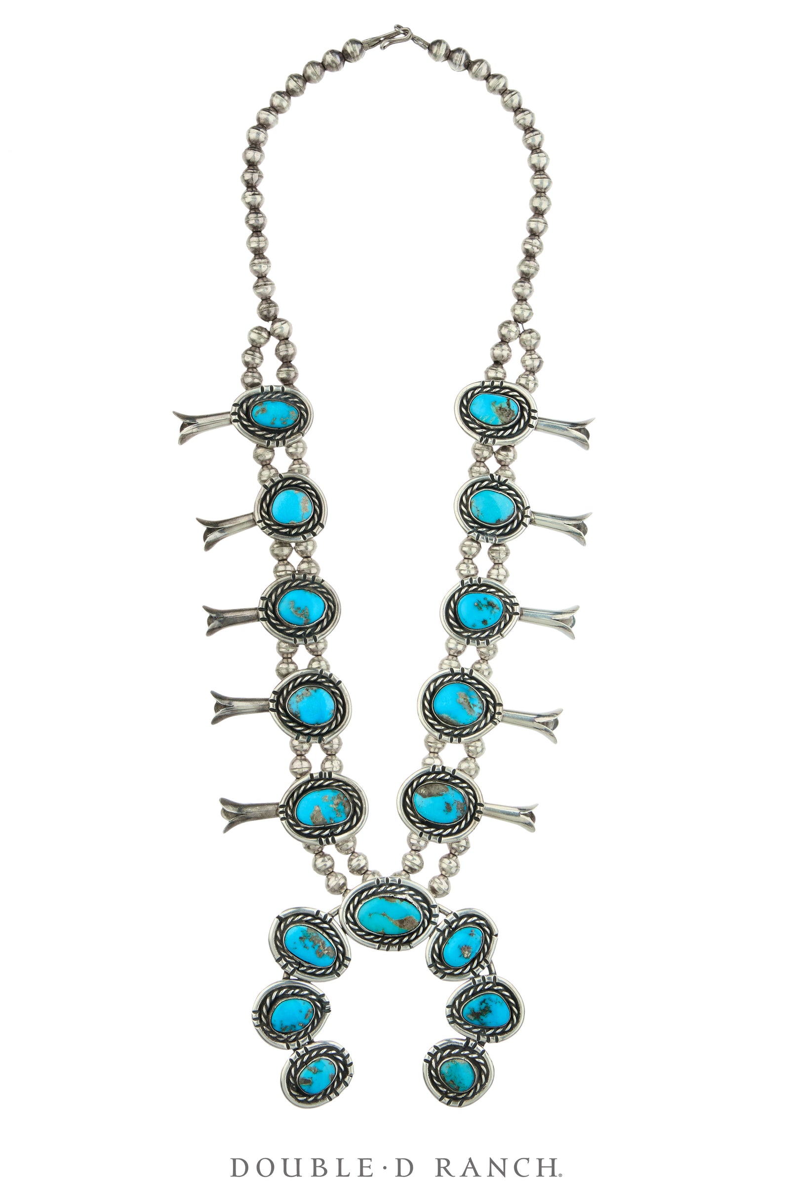 Necklace, Squash Blossom, Turquoise, Vintage, 3838