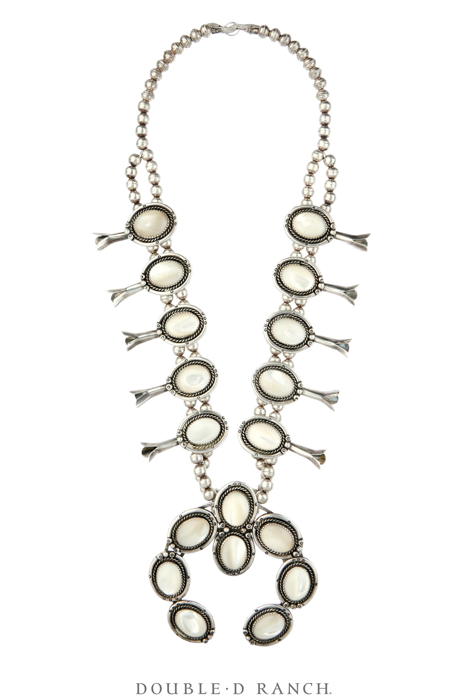 Necklace, Squash Blossom, Mother of Pearl, Sans Hallmark, Vintage, 3857