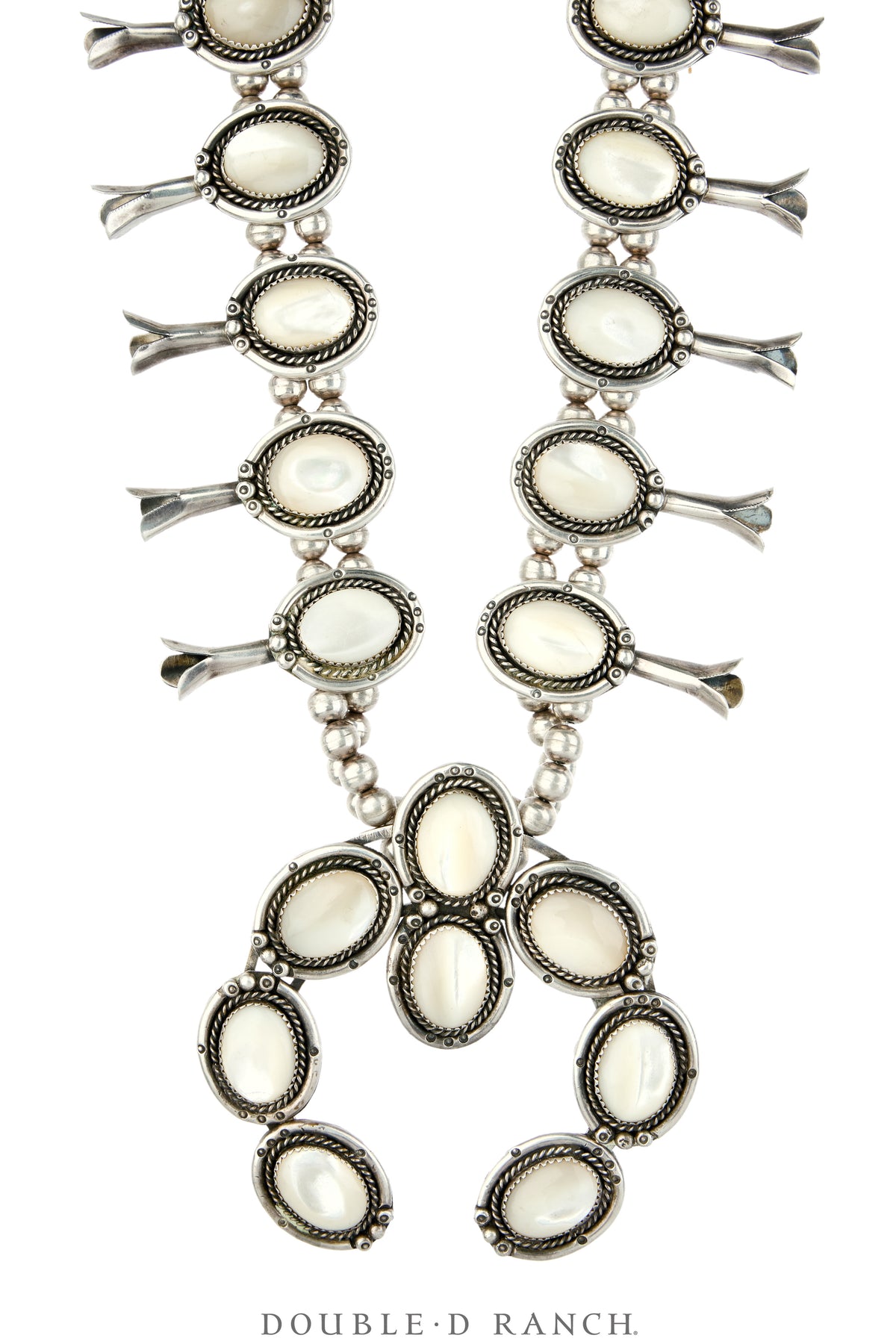 Necklace, Squash Blossom, Mother of Pearl, Sans Hallmark, Vintage, 3857