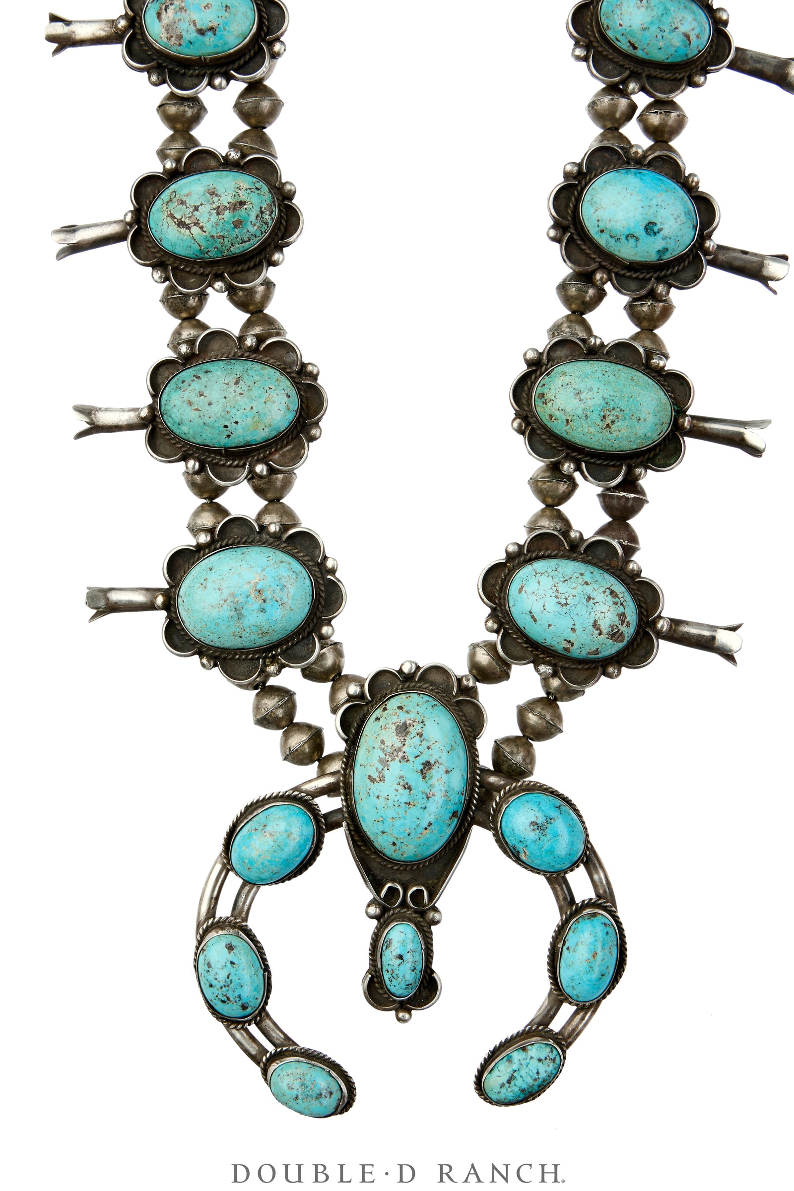 Necklace, Squash Blossom, Turquoise, Sans Hallmark, Vintage, 3859