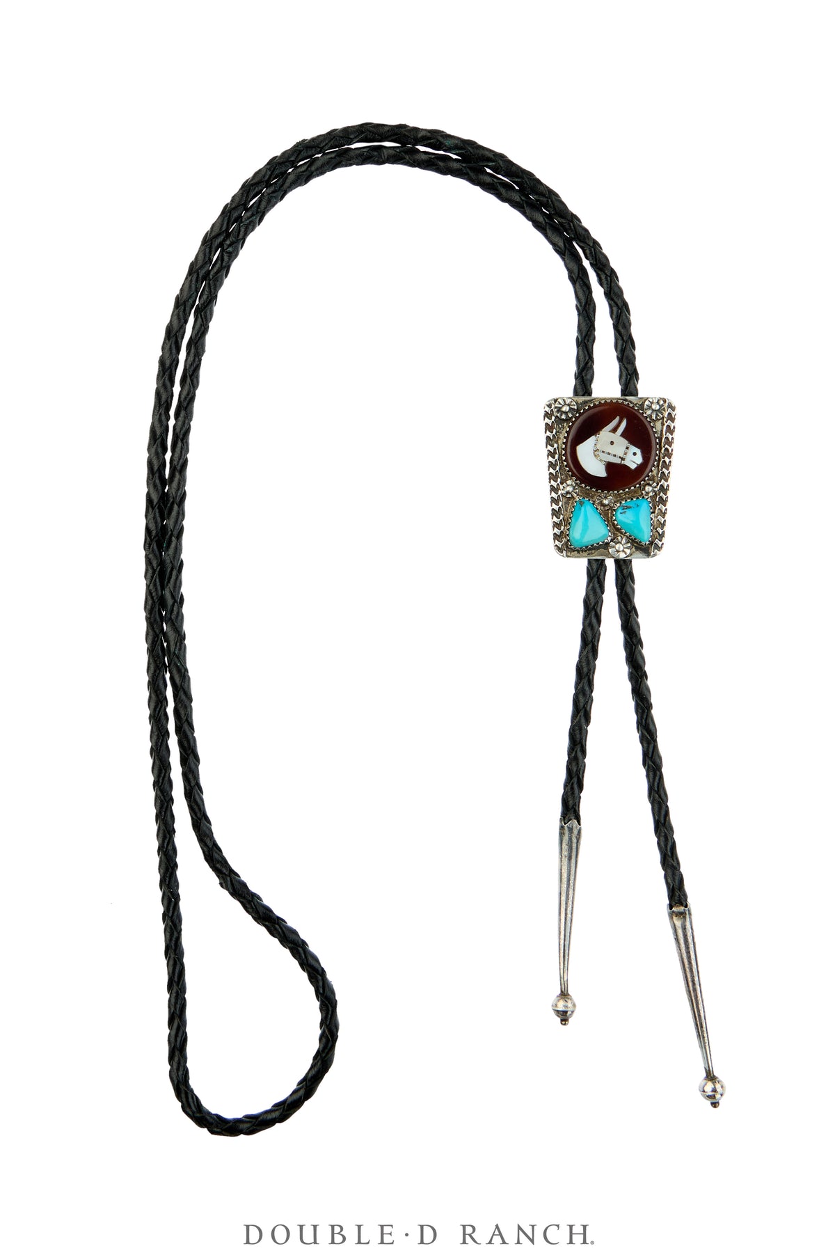 Bolo, Inlay, Horse Profile, Turquoise, Mike Simplicio Hallmark, Vintage, 3885