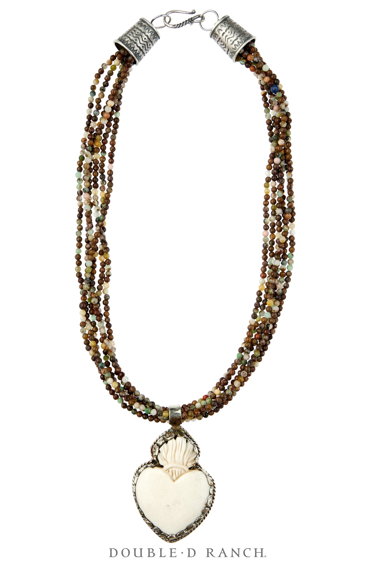 Necklace, Statement, Sacred Heart, Faceted Bead, Silver, Contemporary, 3890