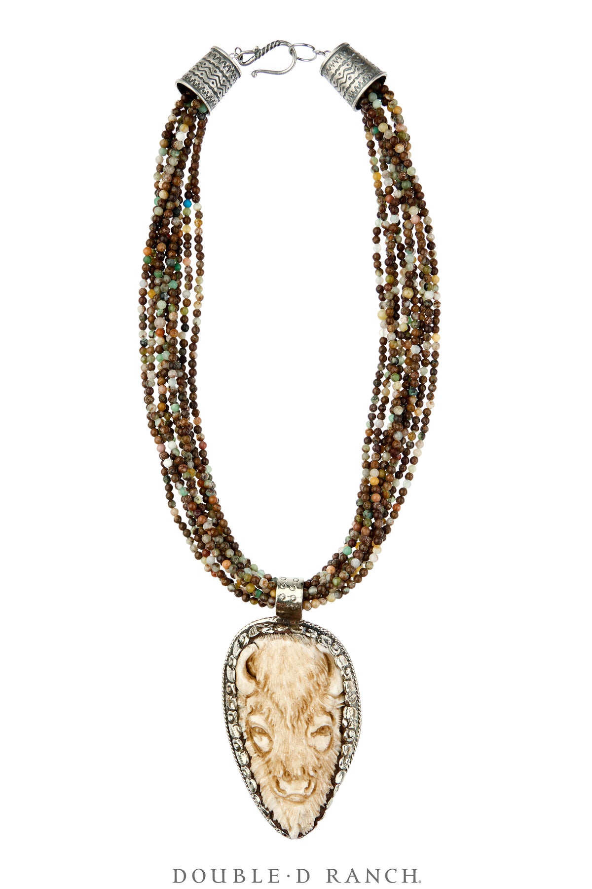 Necklace, Statement, Buffalo, Faceted Bead, Silver, Contemporary, 3891