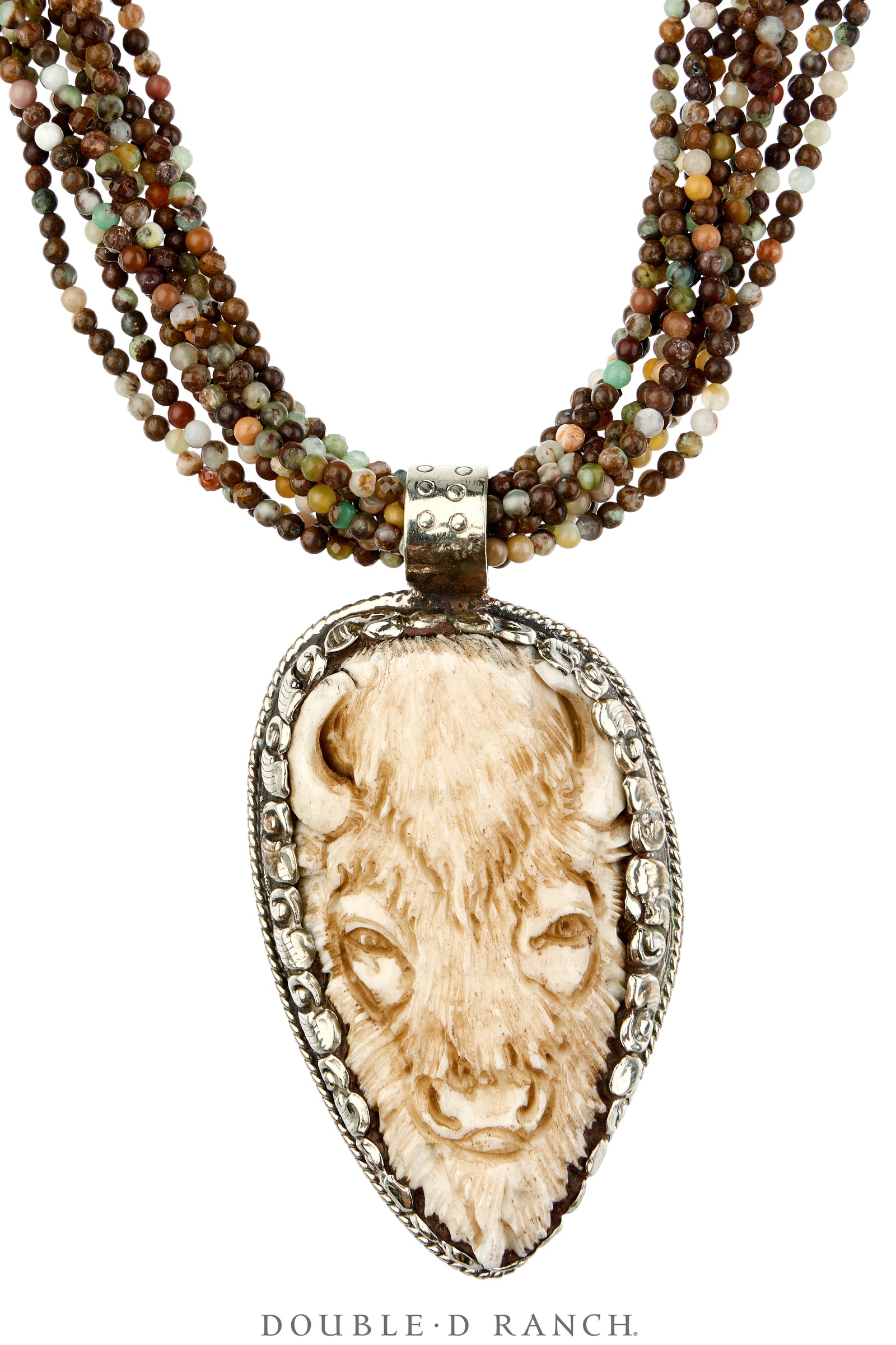 Necklace, Statement, Buffalo, Faceted Bead, Silver, Contemporary, 3891
