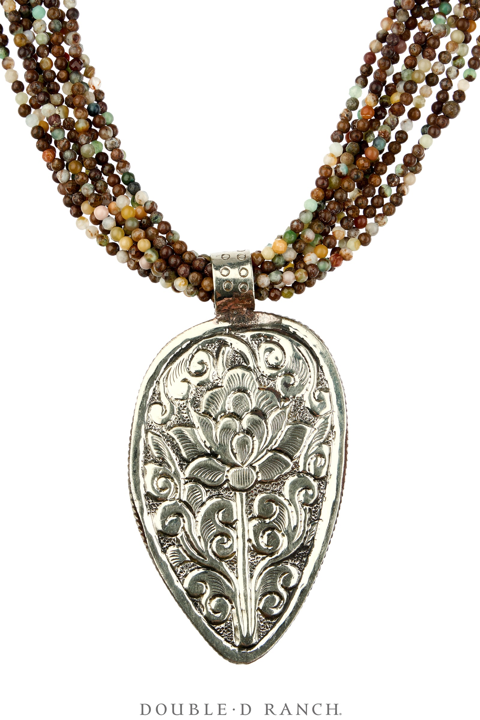Necklace, Statement, Buffalo, Faceted Bead, Silver, Contemporary, 3891