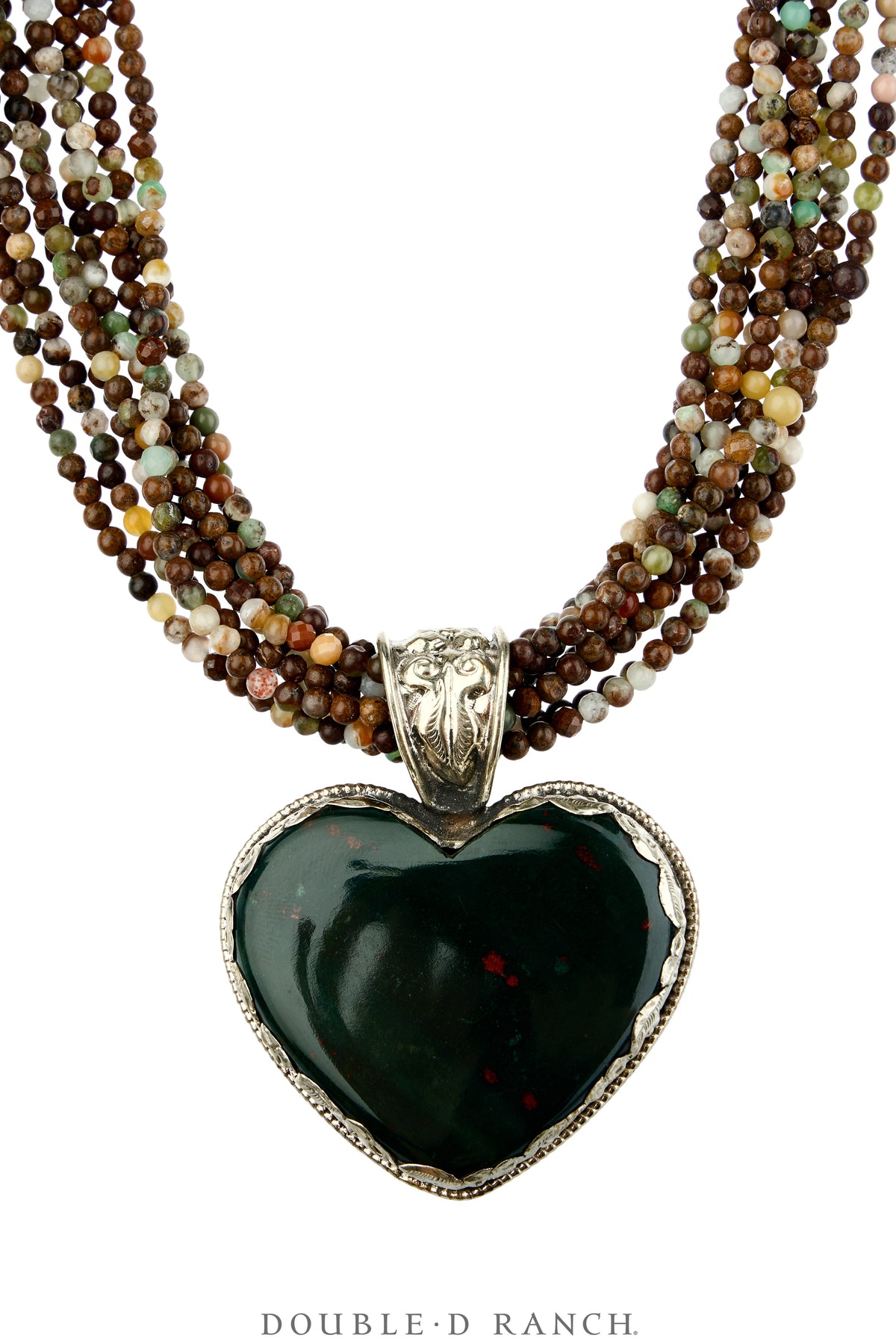 Necklace, Statement, Heart, Faceted Bead, Silver, Contemporary, 3892