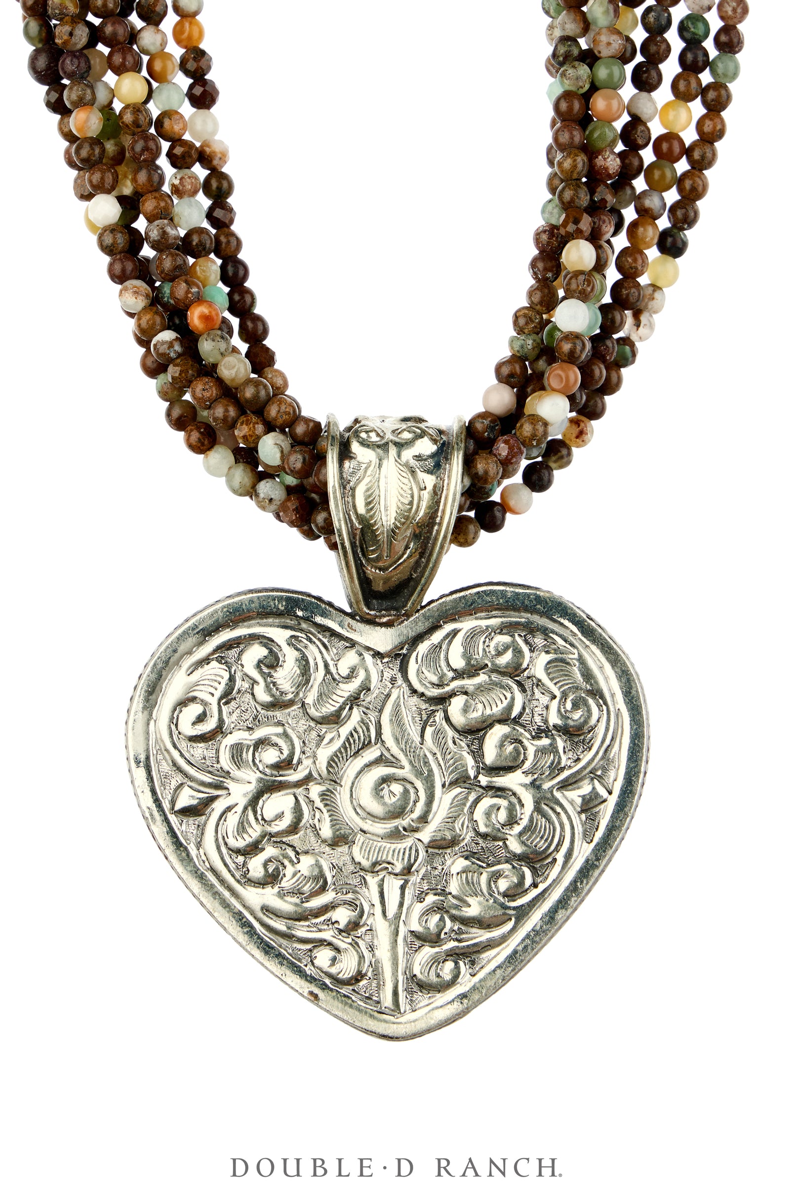 Necklace, Statement, Heart, Faceted Bead, Silver, Contemporary, 3892