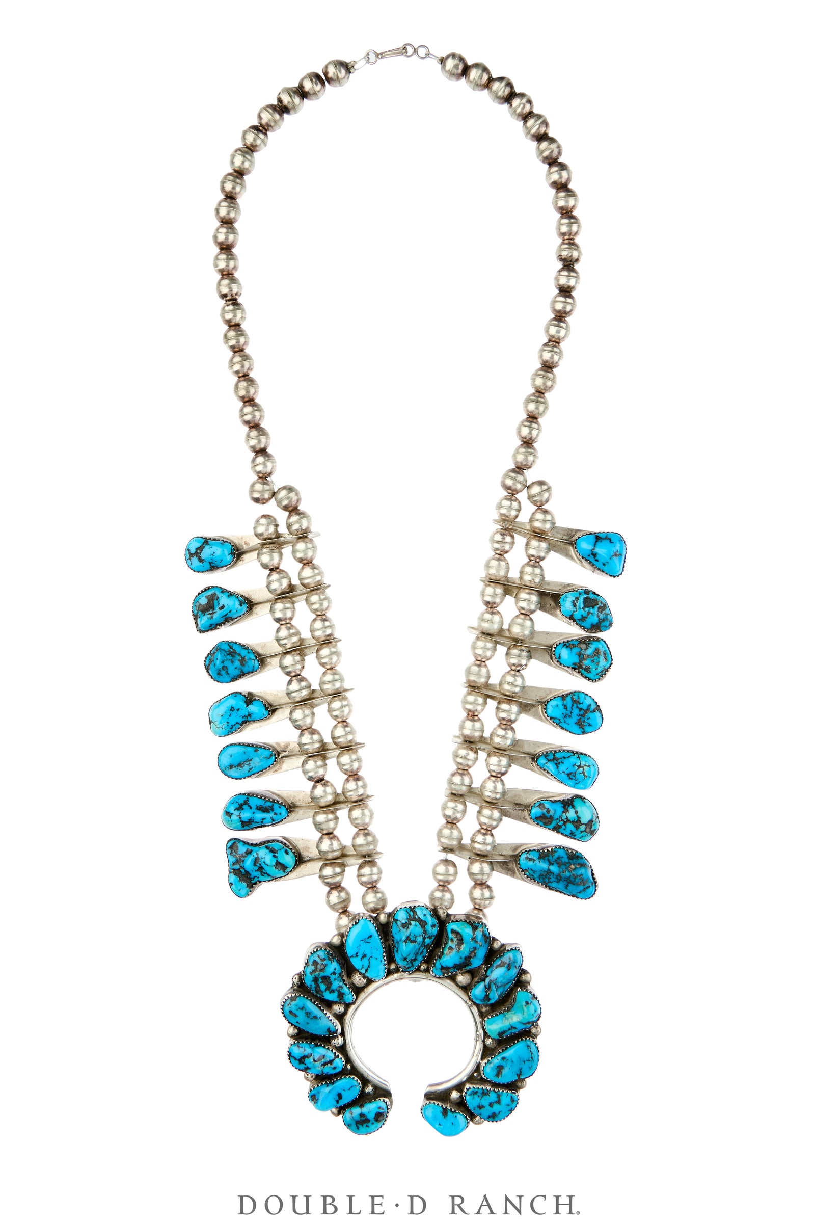 Necklace, Squash Blossom, Turquoise, Hallmark, Vintage, 3912