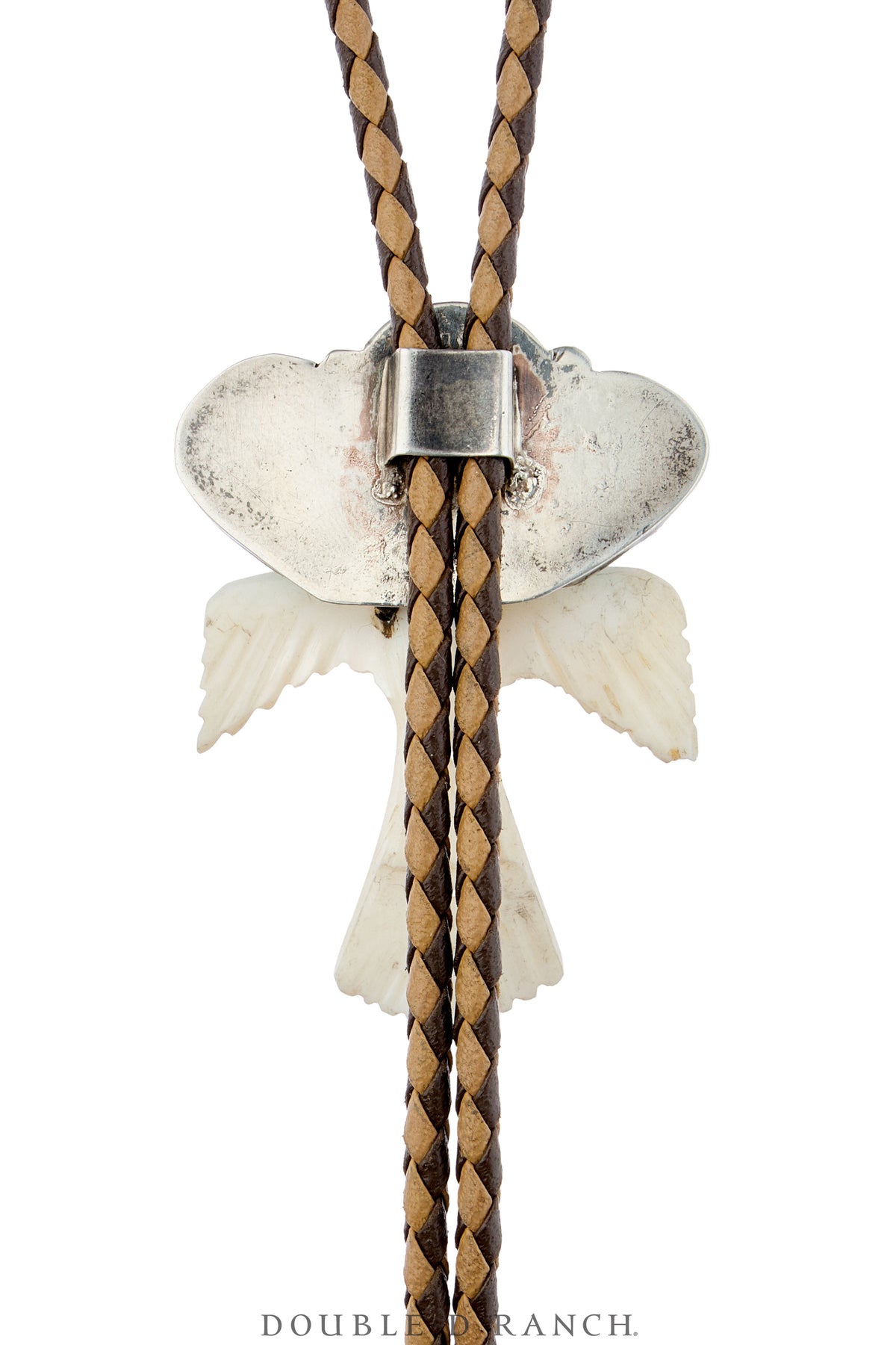 Bolo, Novelty, Turquoise With Mother of Pearl Doves, Santo Domingo, Vintage ‘70s, 3913