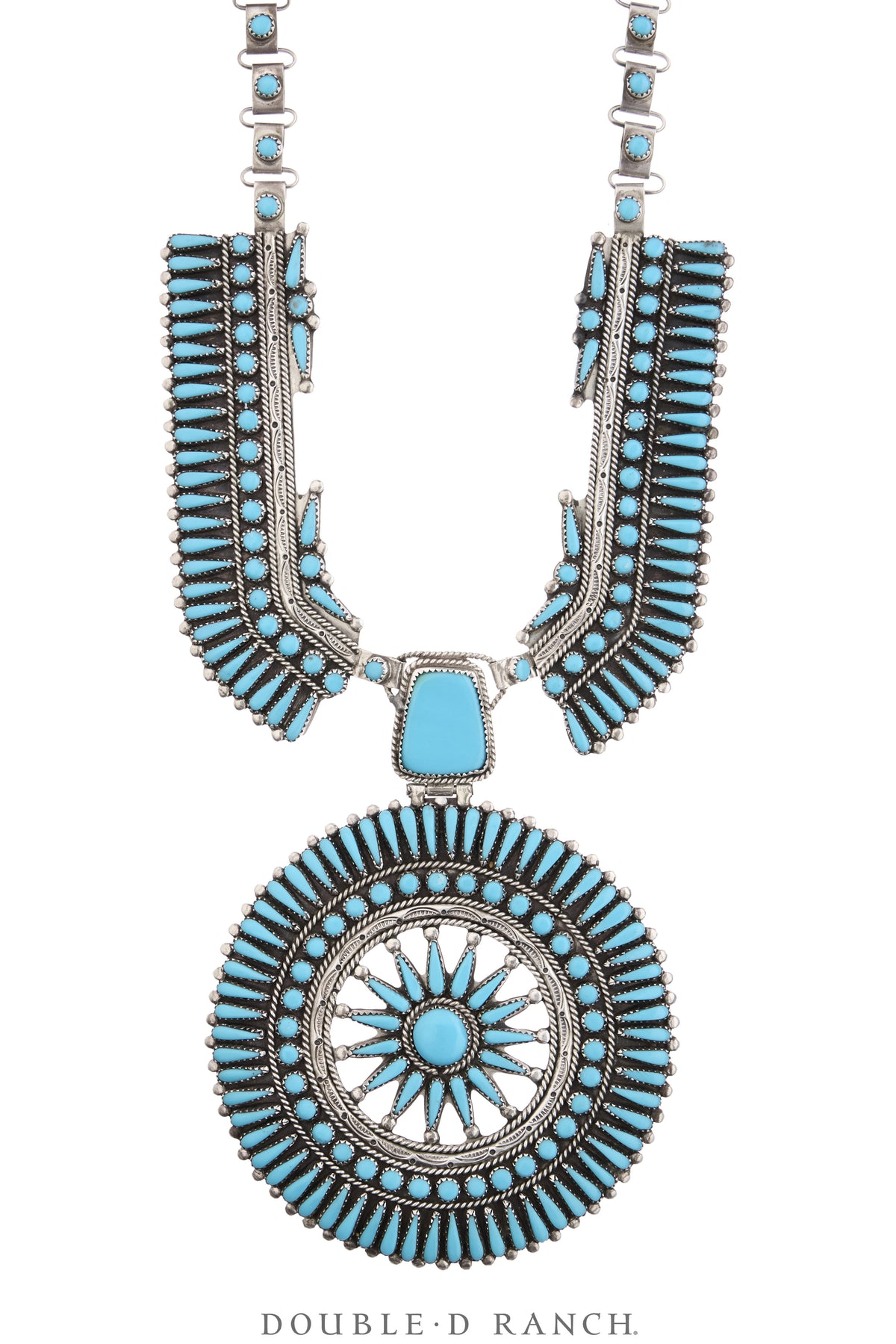 Necklace, Bib, Turquoise, Petit Point, Hallmark, Vintage, 3924