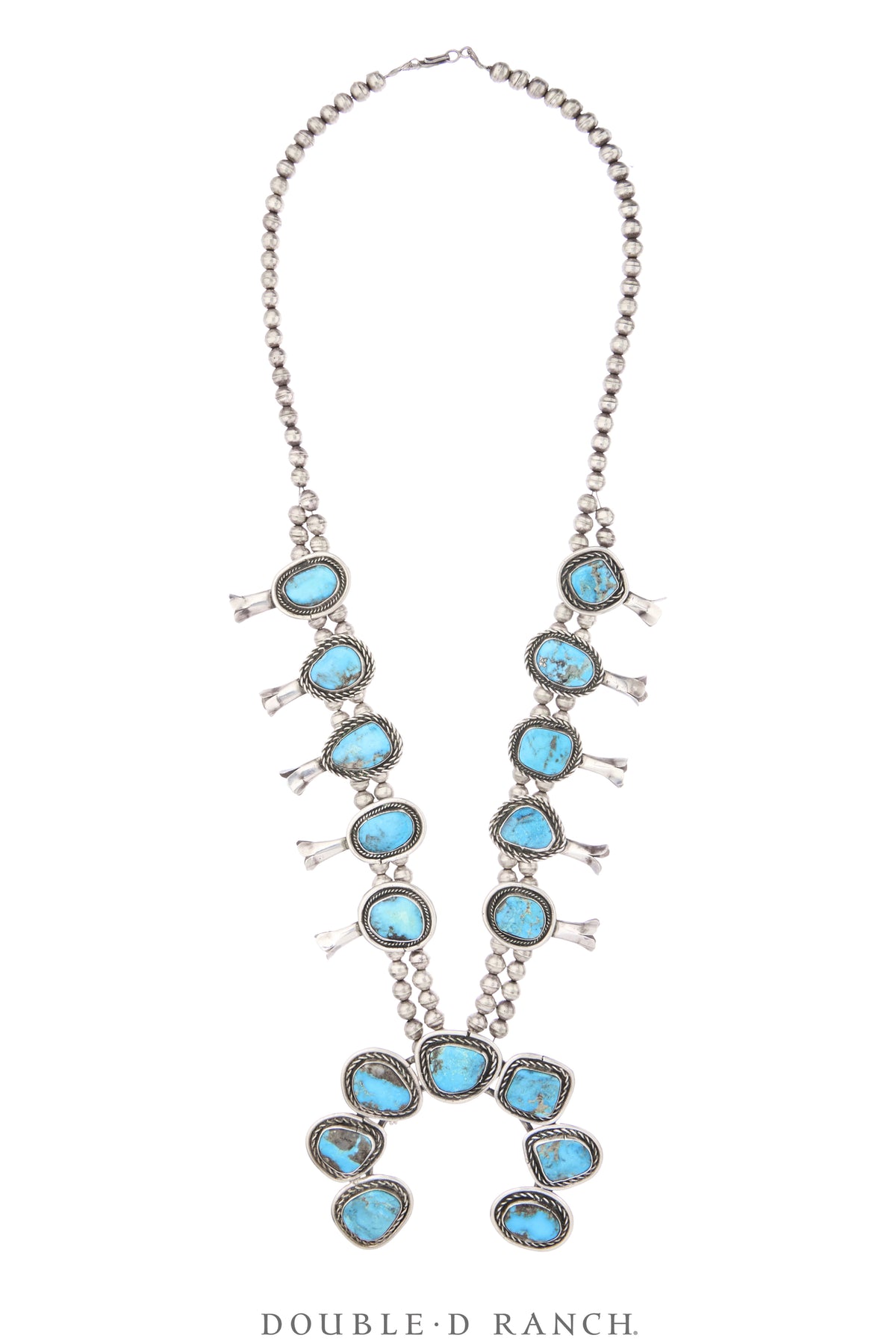 Necklace, Squash Blossom, Turquoise, Sans Hallmark, Vintage, 3933