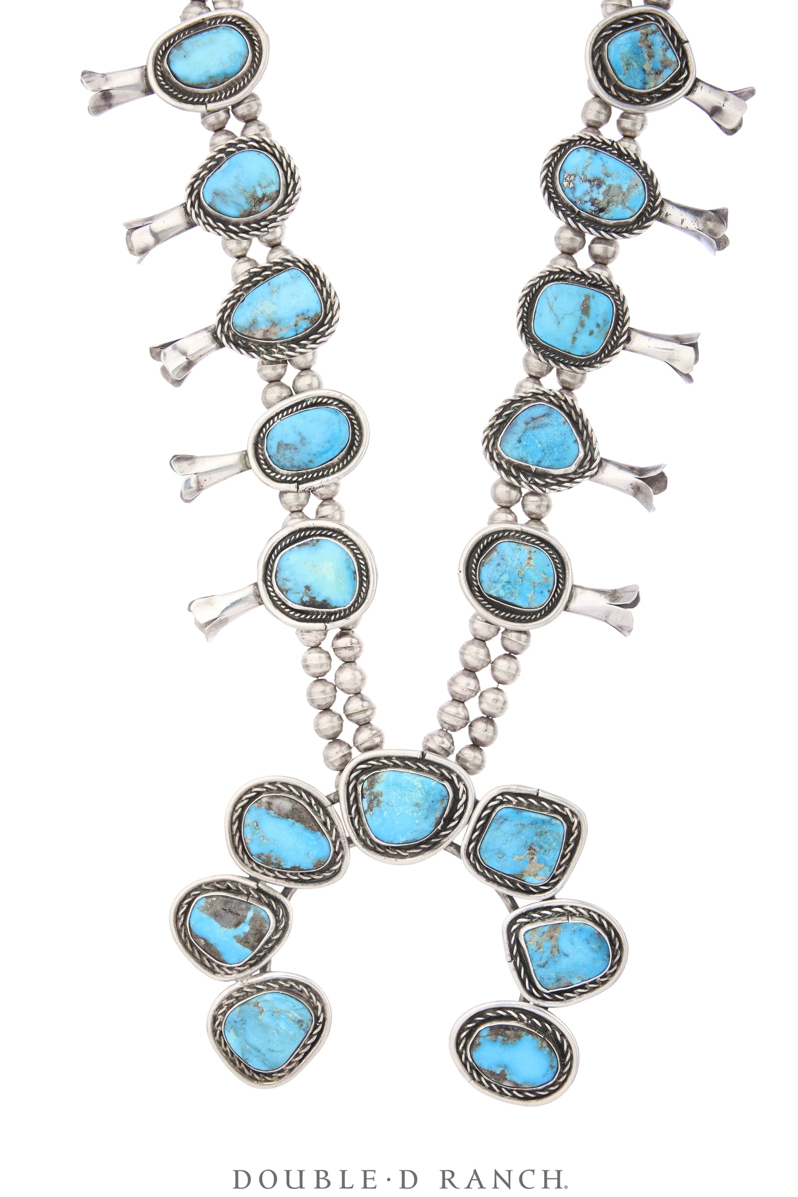 Necklace, Squash Blossom, Turquoise, Sans Hallmark, Vintage, 3933