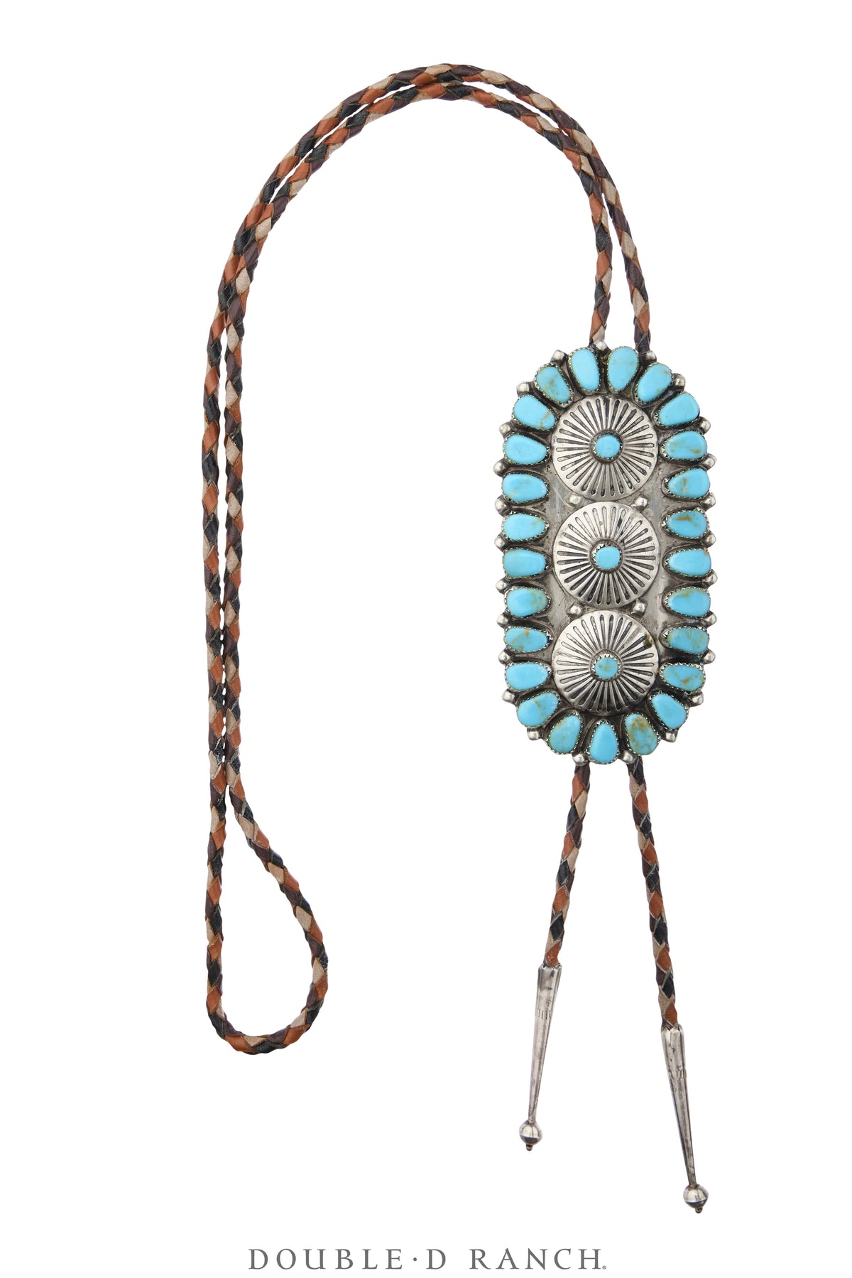 Bolo, Cluster, Turquoise With 3 Mini Conchos, Vintage, 3937