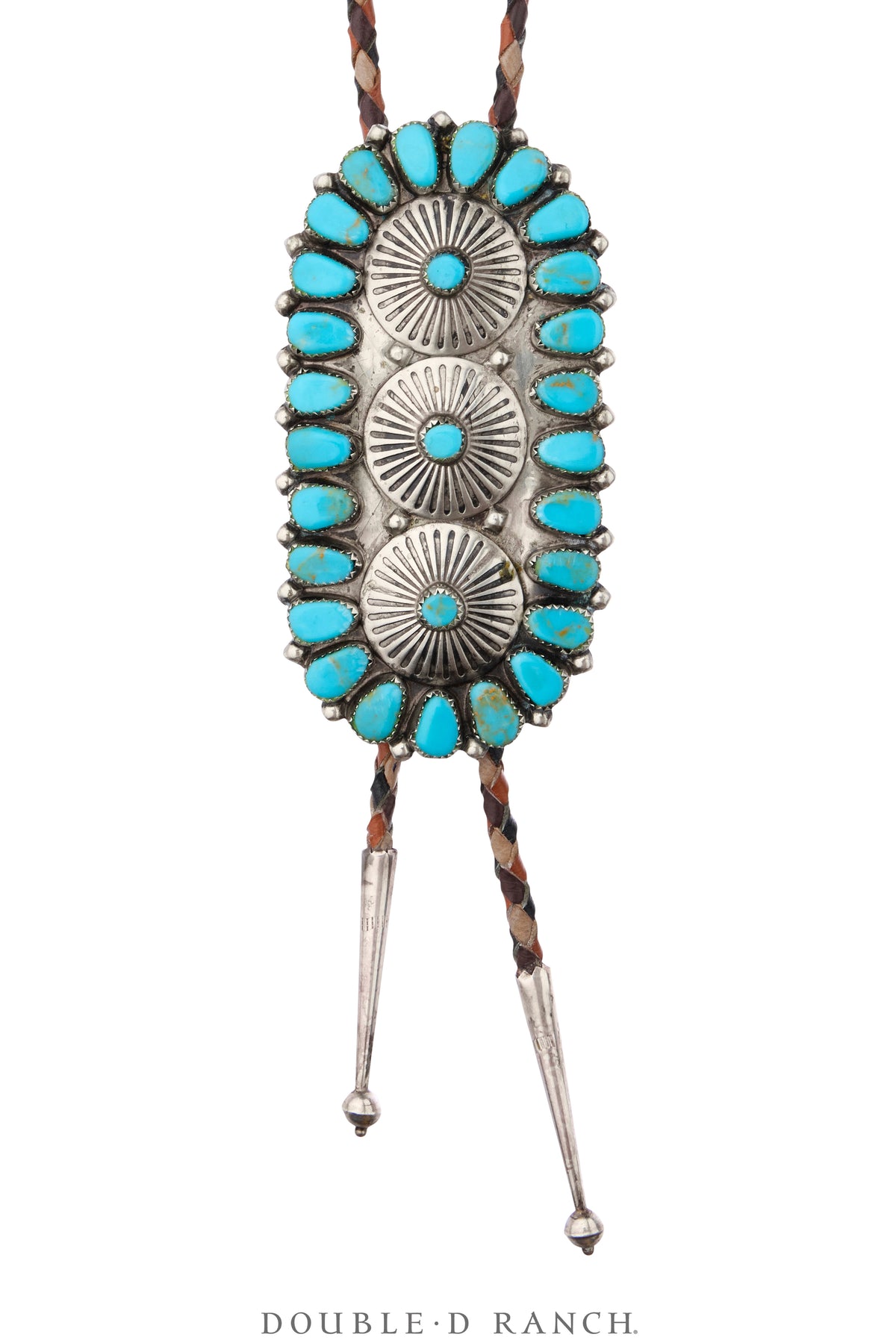 Bolo, Cluster, Turquoise With 3 Mini Conchos, Vintage, 3937