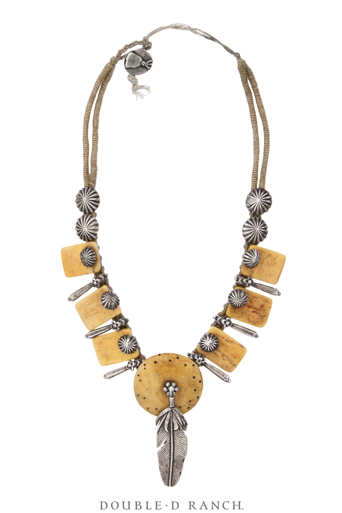 Necklace, MB, Collar, Fossilized Bone & Sterling Silver, Hallmark, Vintage, 3940