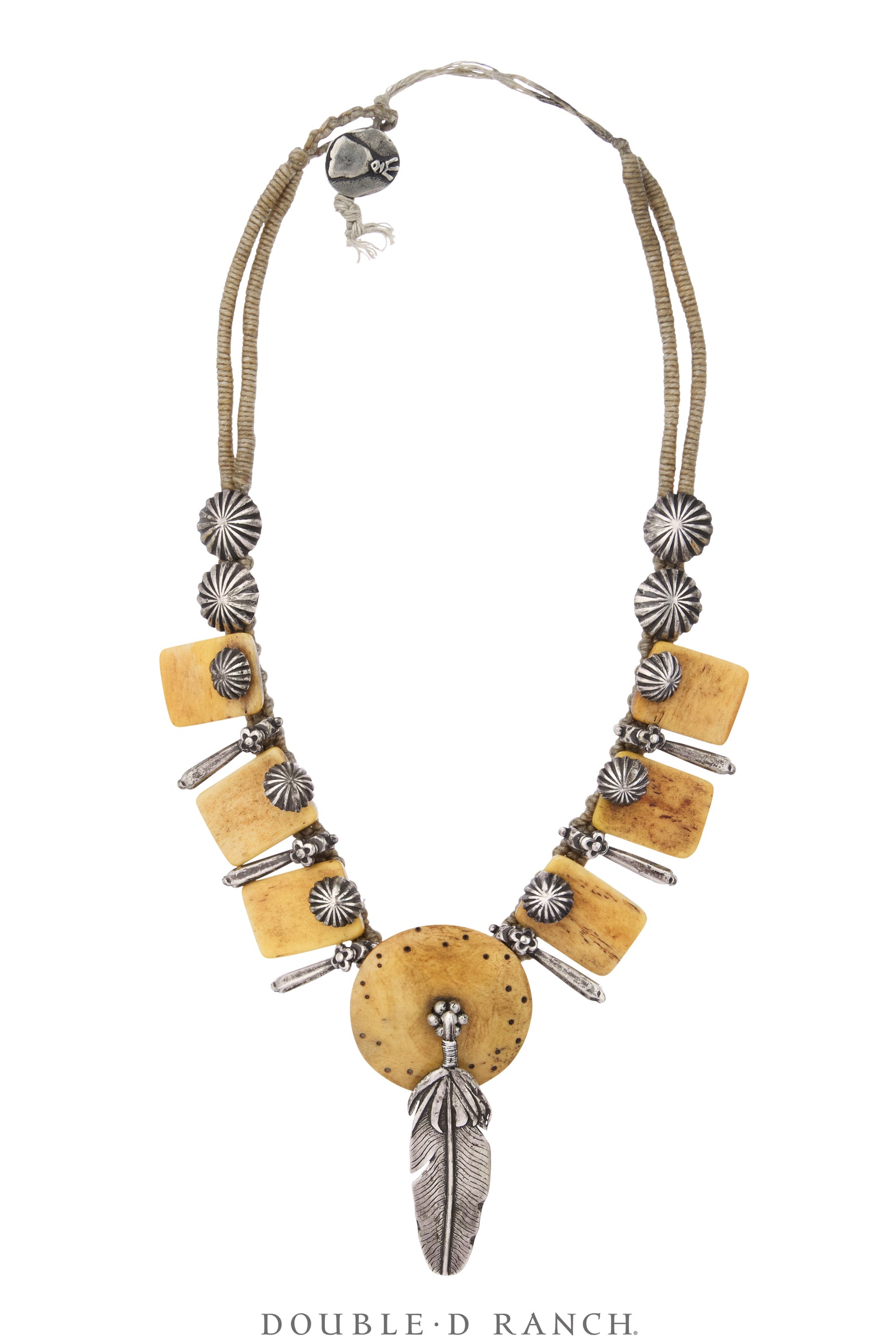 Necklace, MB, Collar, Fossilized Bone & Sterling Silver, Hallmark, Vintage, 3940