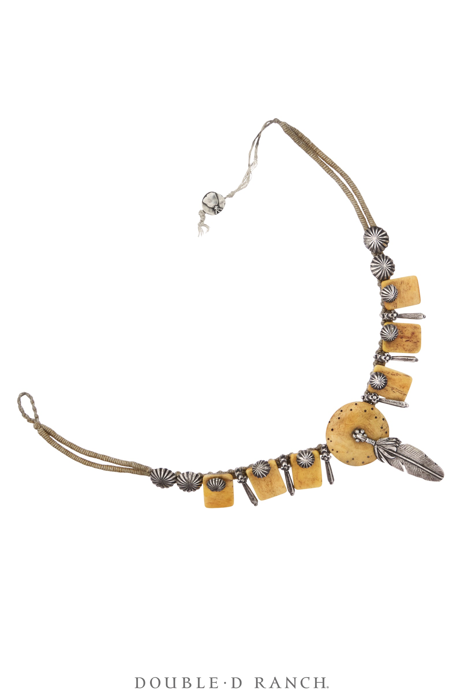 Necklace, MB, Collar, Fossilized Bone & Sterling Silver, Hallmark, Vintage, 3940