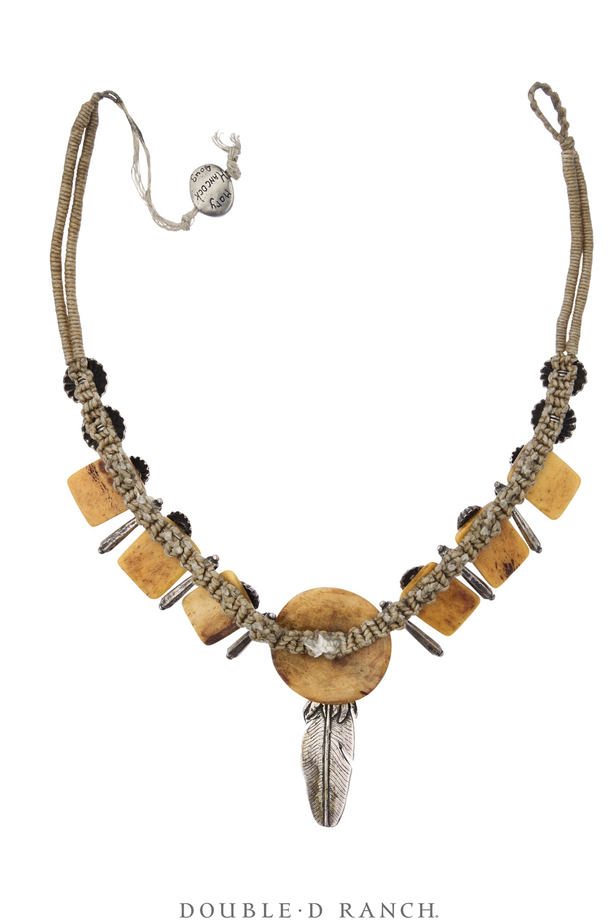 Necklace, MB, Collar, Fossilized Bone & Sterling Silver, Hallmark, Vintage, 3940