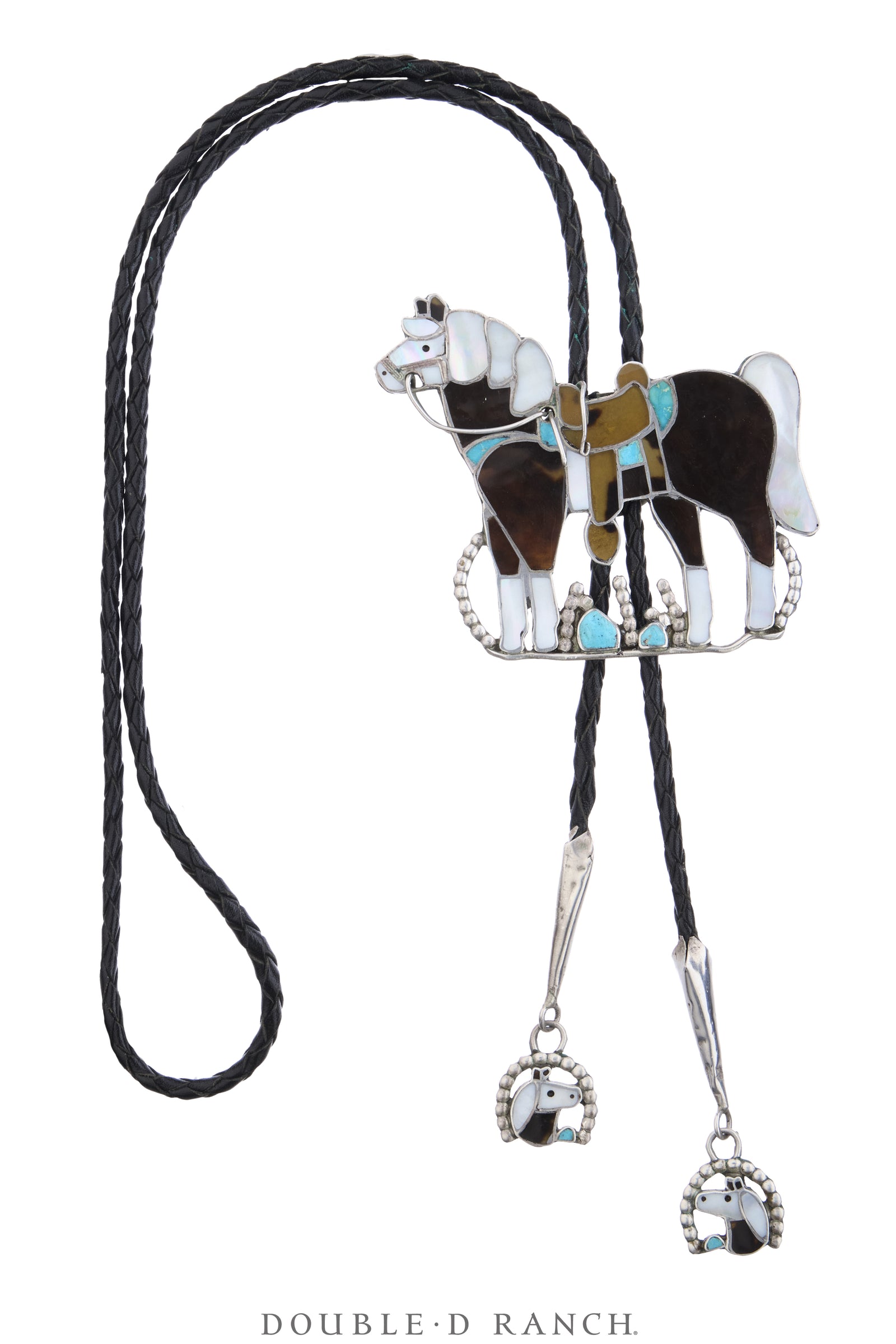 Bolo, Inlay, Horse, Mixed Stones With Matching Tips, Nora Leekity Hallmark, Vintage ‘60s, 3944