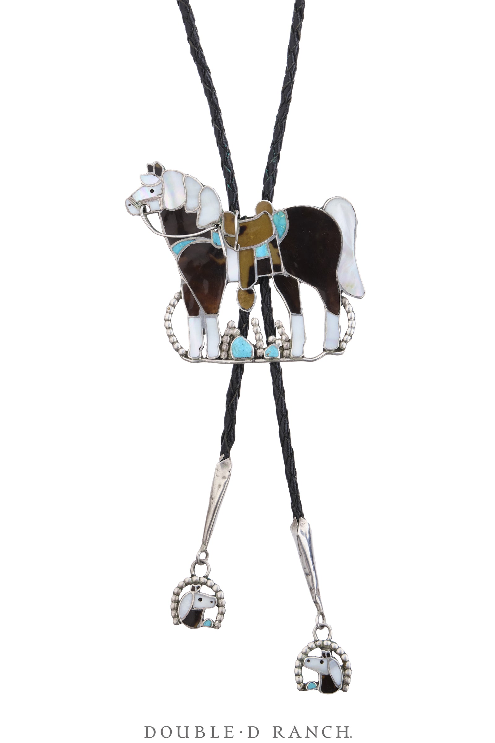 Bolo, Inlay, Horse, Mixed Stones With Matching Tips, Nora Leekity Hallmark, Vintage ‘60s, 3944