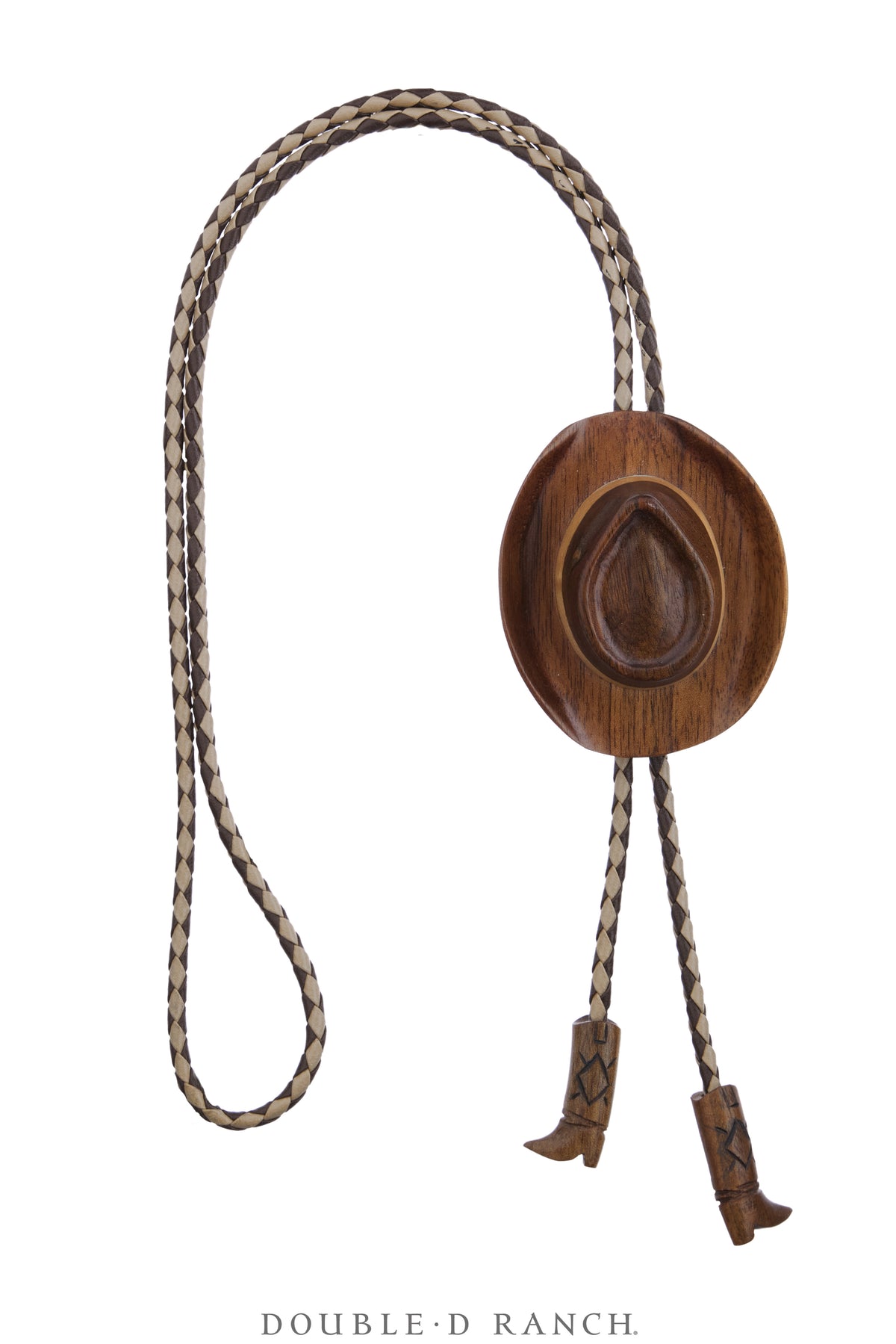 Bolo, Wood, Hat & Boots, Signed, Vintage, 3946