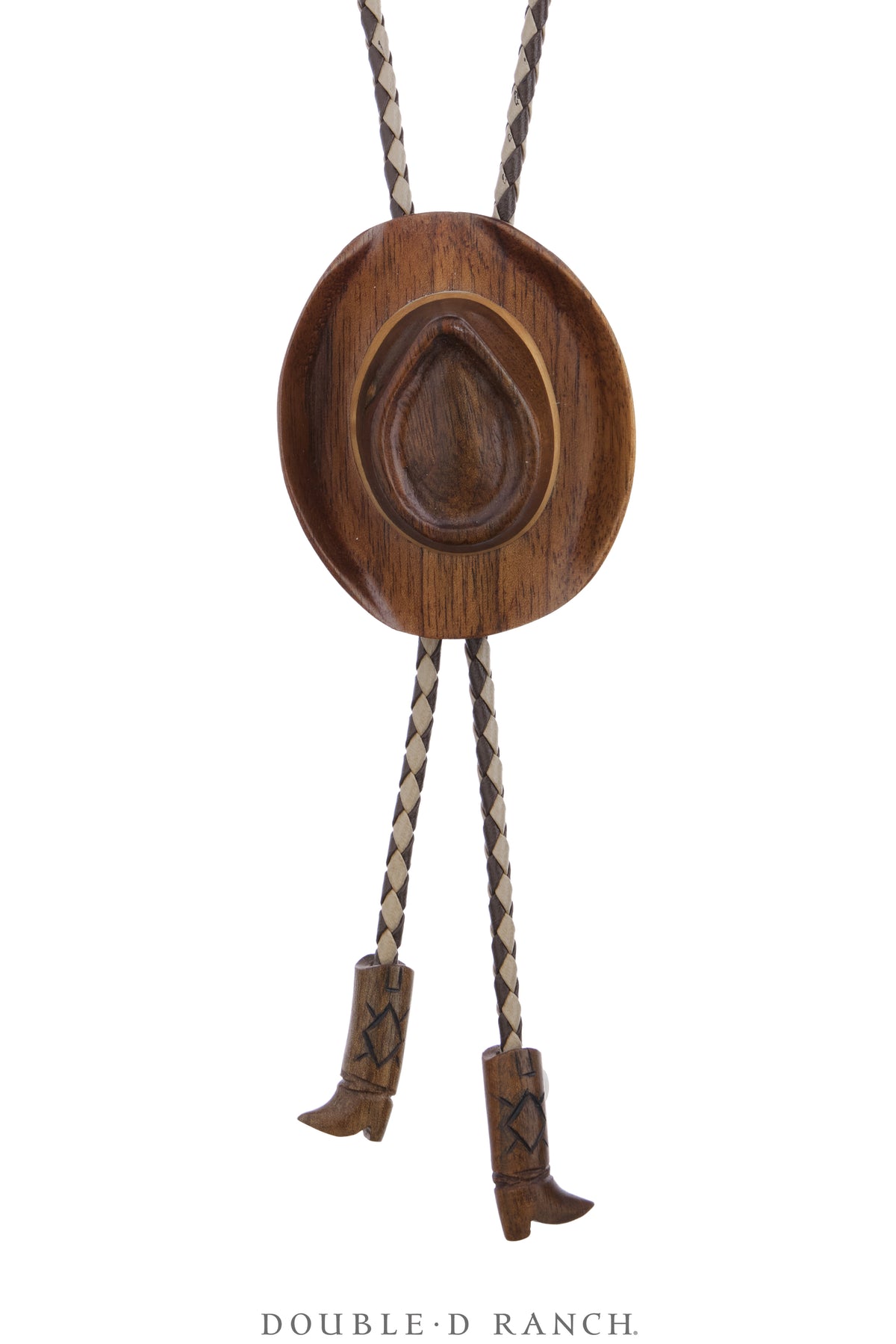 Bolo, Wood, Hat & Boots, Signed, Vintage, 3946