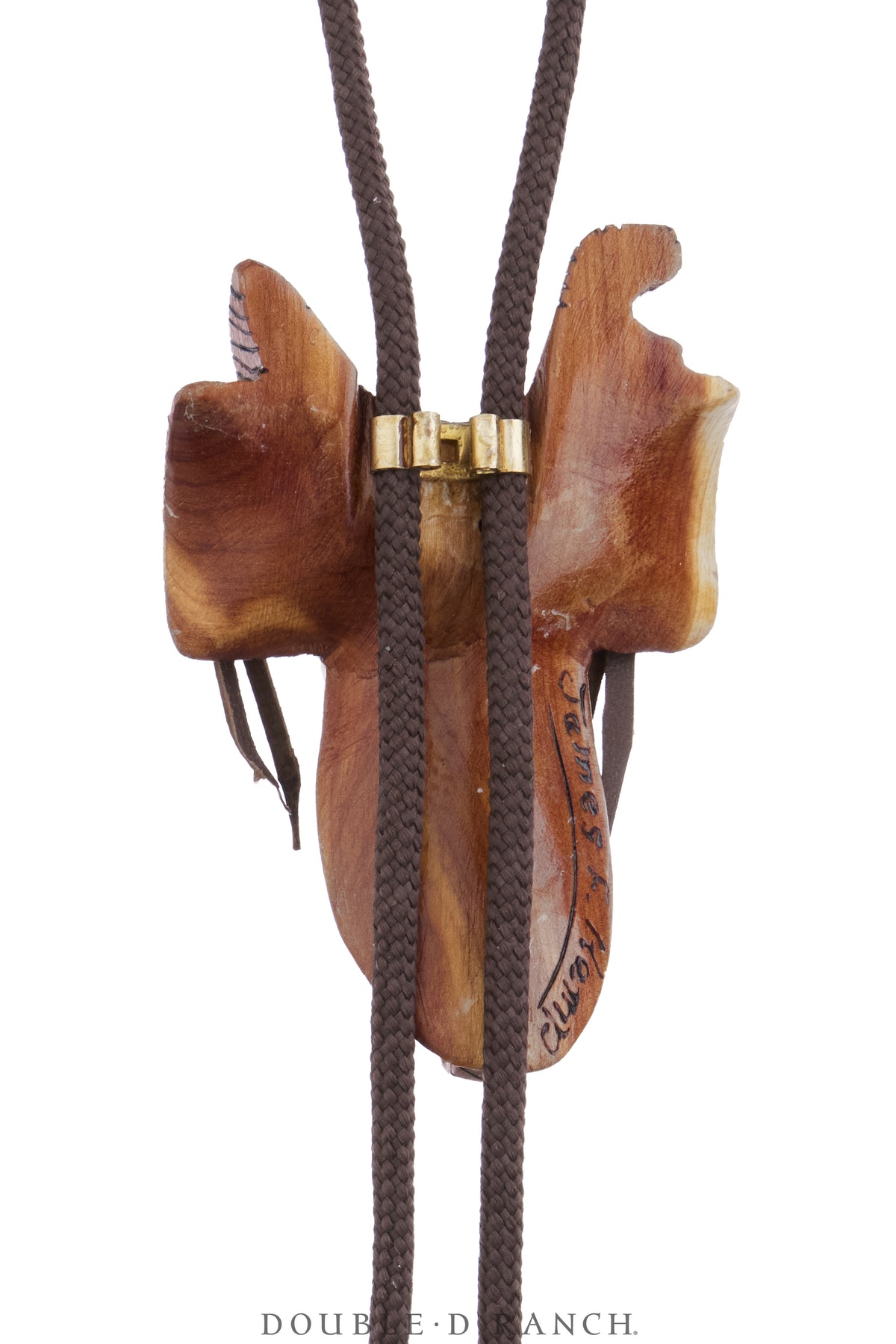 Bolo, Wood, Saddle & Boots, Signed, Vintage, 3947