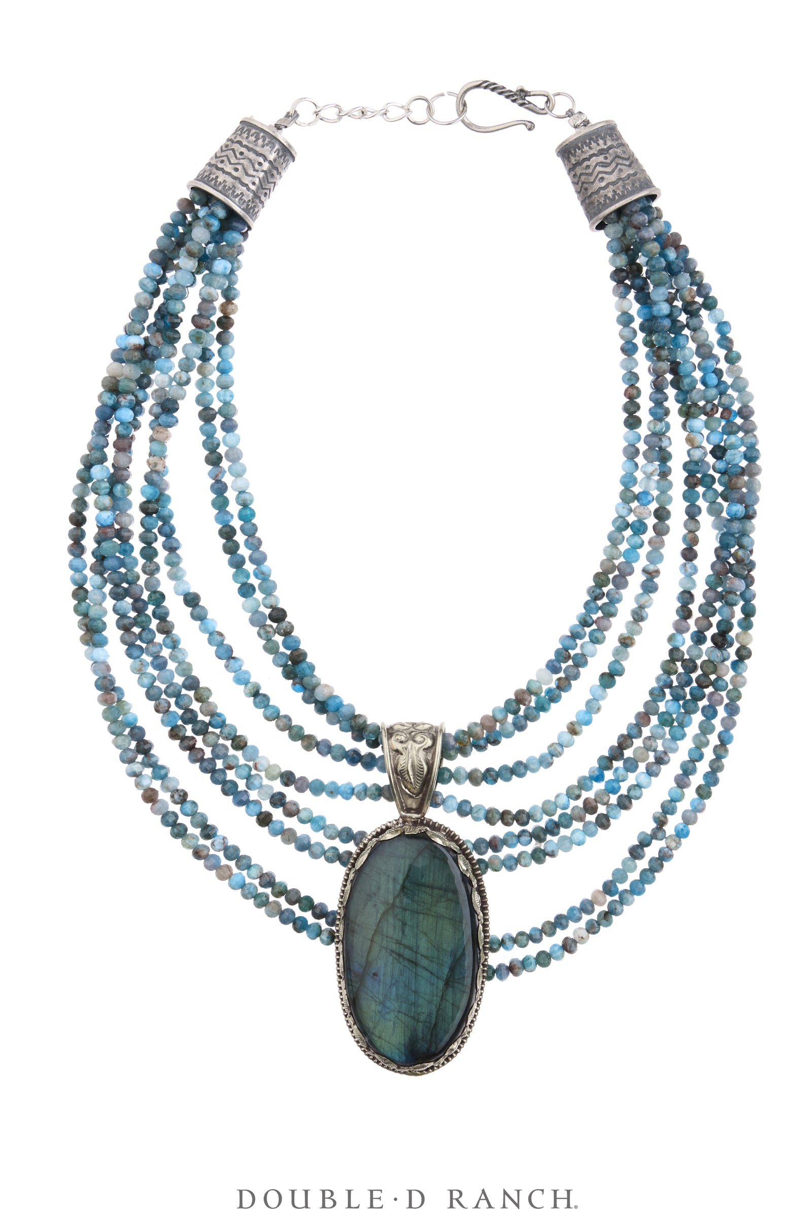Necklace, Statement, Azurite Faceted Bead, Silver, Contemporary, 3948