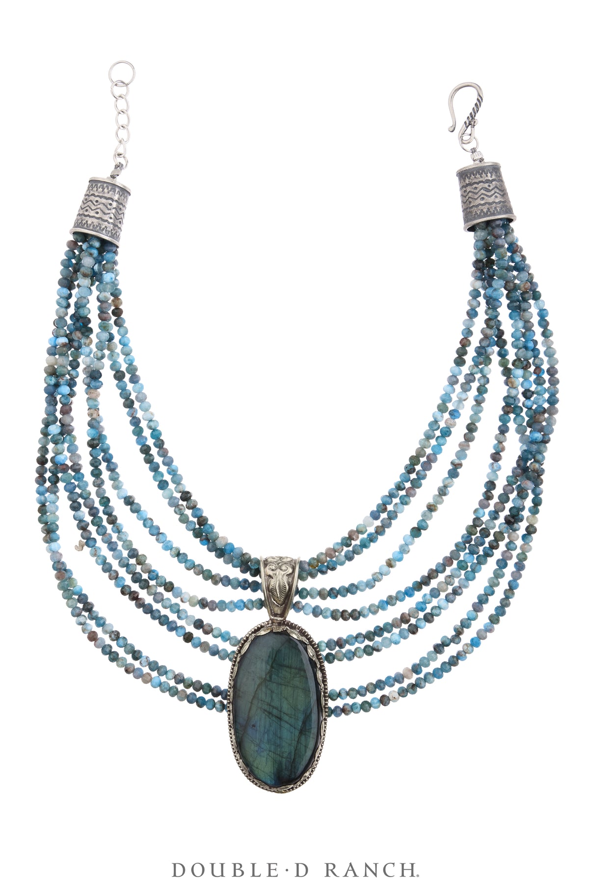Necklace, Statement, Azurite Faceted Bead, Silver, Contemporary, 3948