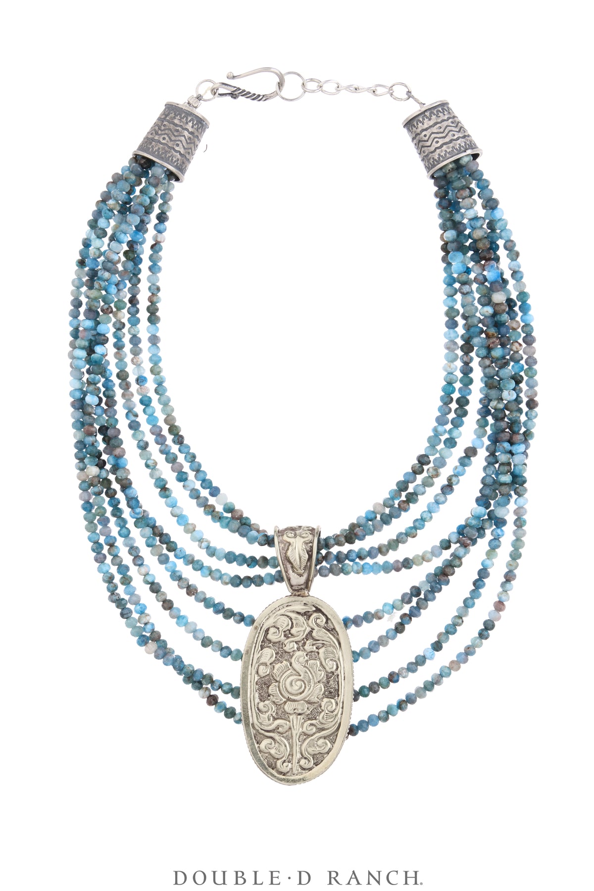 Necklace, Statement, Azurite Faceted Bead, Silver, Contemporary, 3948