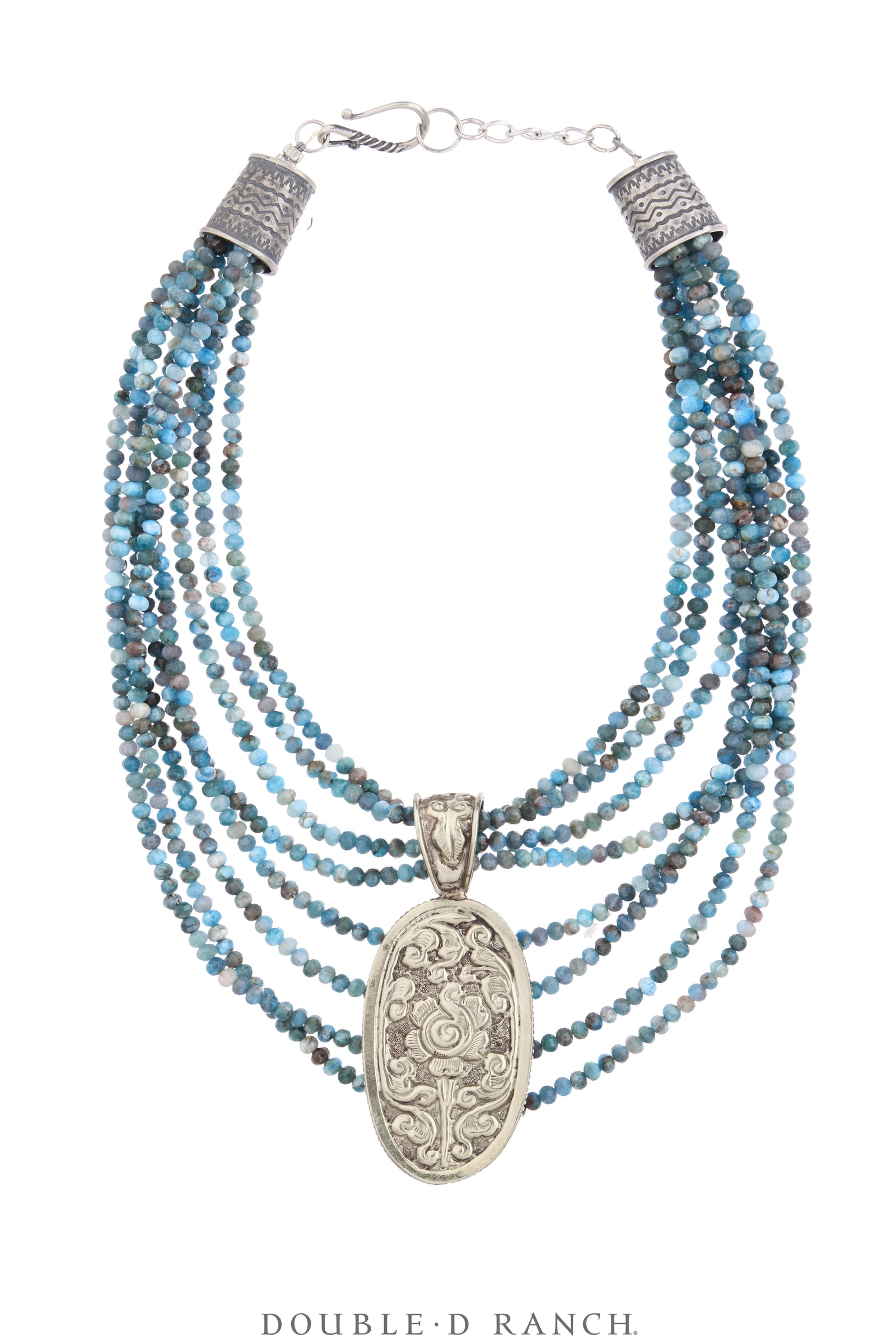 Necklace, Statement, Azurite Faceted Bead, Silver, Contemporary, 3948