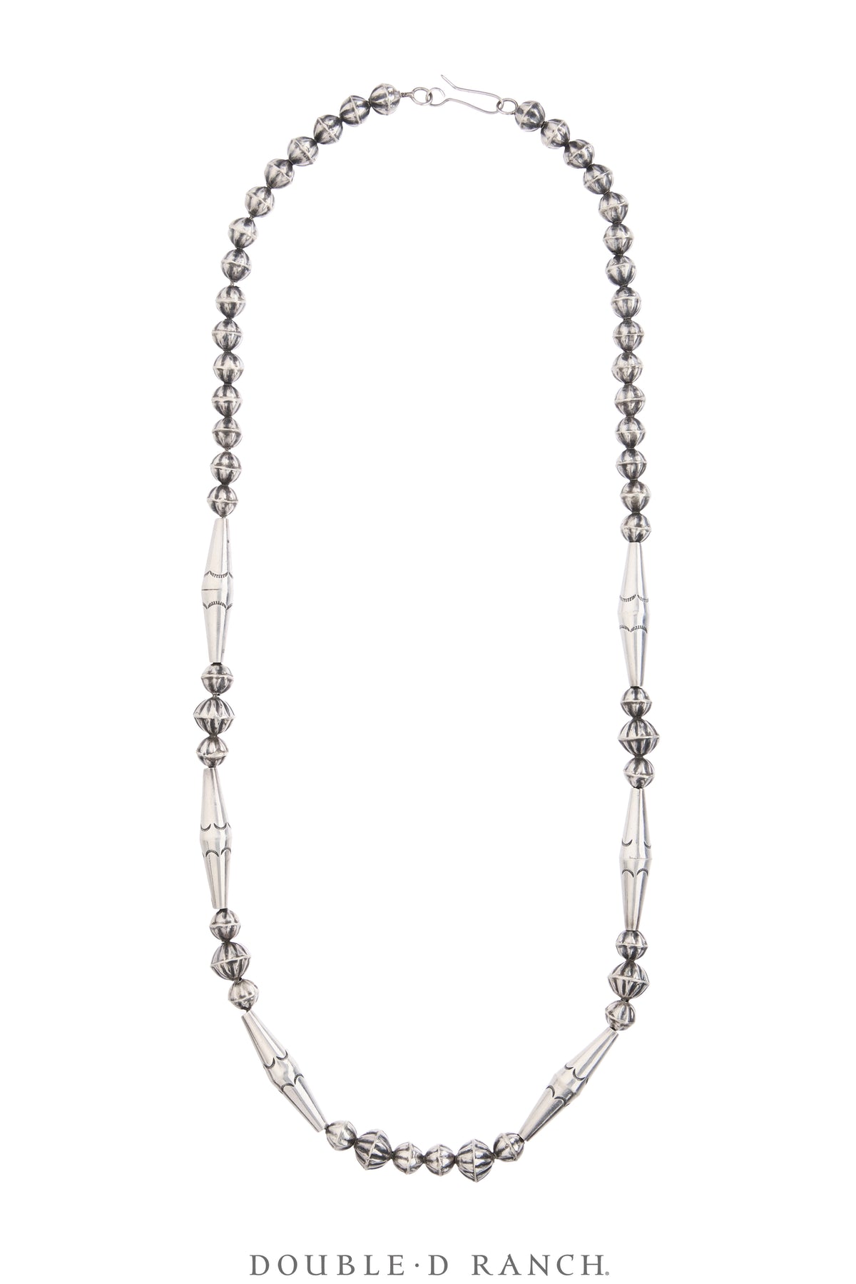 Necklace, Desert Pearls, Torpedo & Fluted Beads, 900 Silver, Vintage, 3949