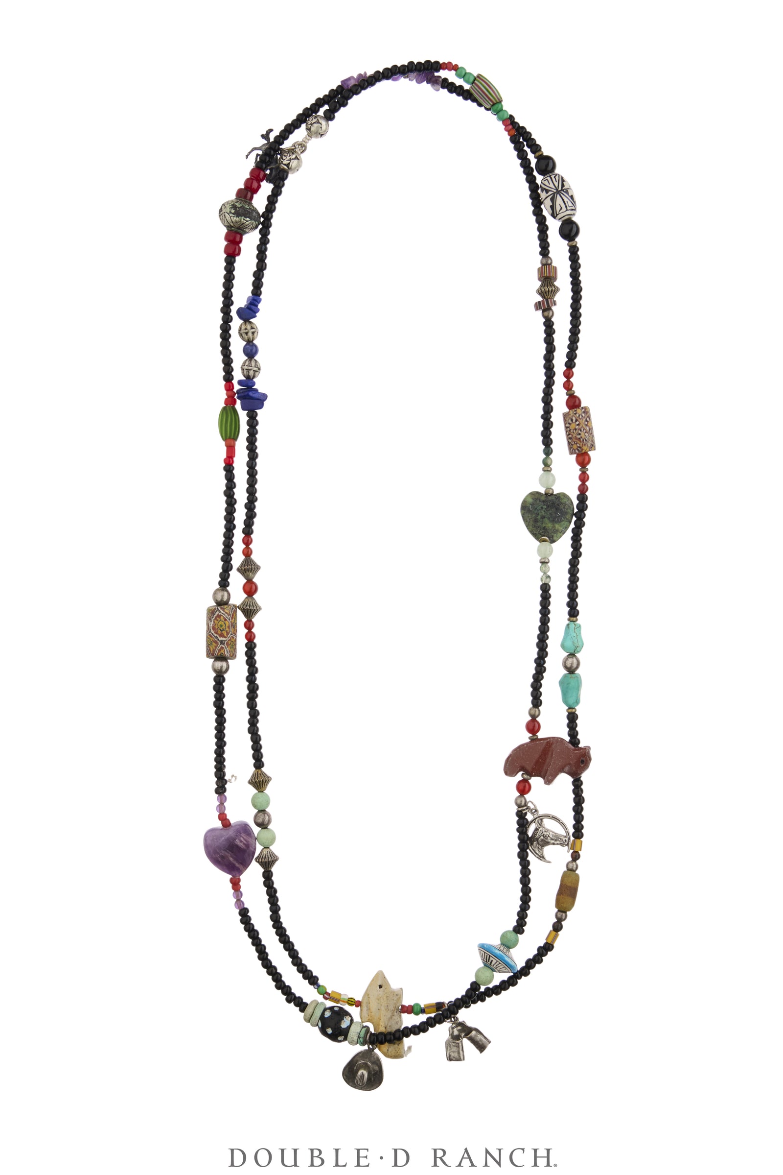 Necklace, Natural Stone, Bead & Fetishes, Sterling Charms & Antique Trade Beads, Double D Ranch Fall Collection 1993, Vintage, Archive Release, 3951