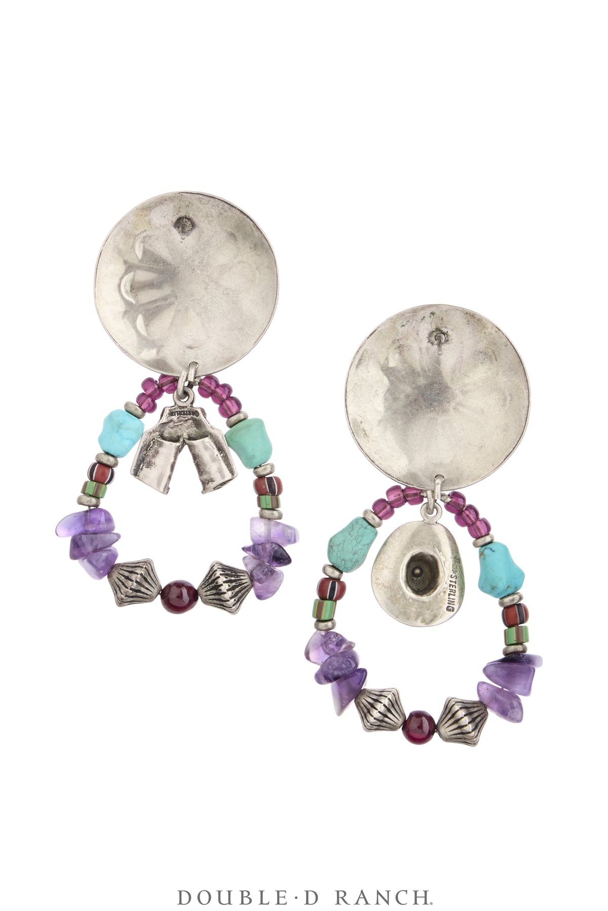 Necklace, Natural Stone, Bead, Amethyst & Turquoise With Sterling Charms, With Matching Earrings, Double D Ranch Fall Collection 1993, Vintage, Archive Release, 3952