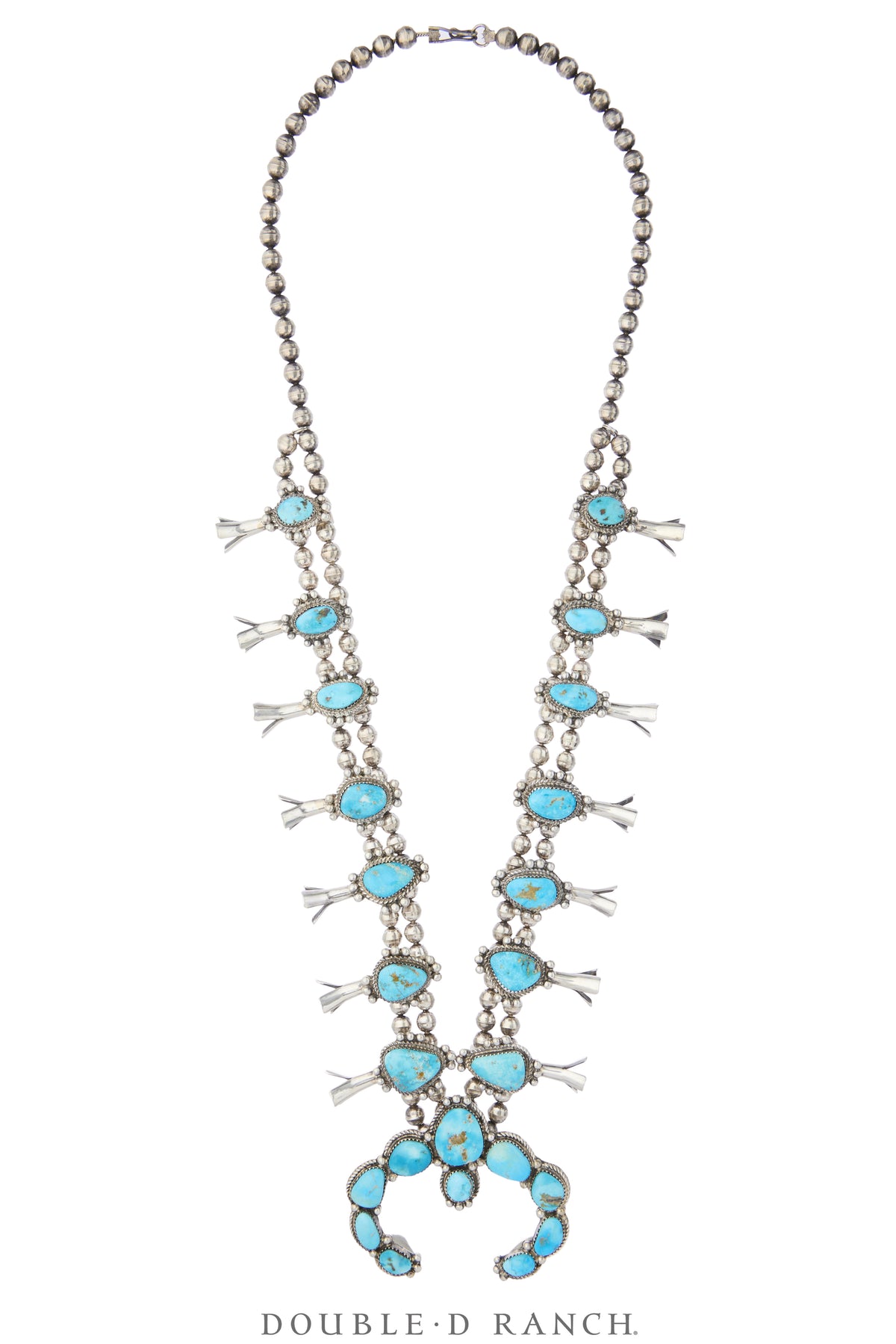 Necklace, Squash Blossom, Turquoise, Hallmark, Richardson's Trading Post, Old Pawn, 3959