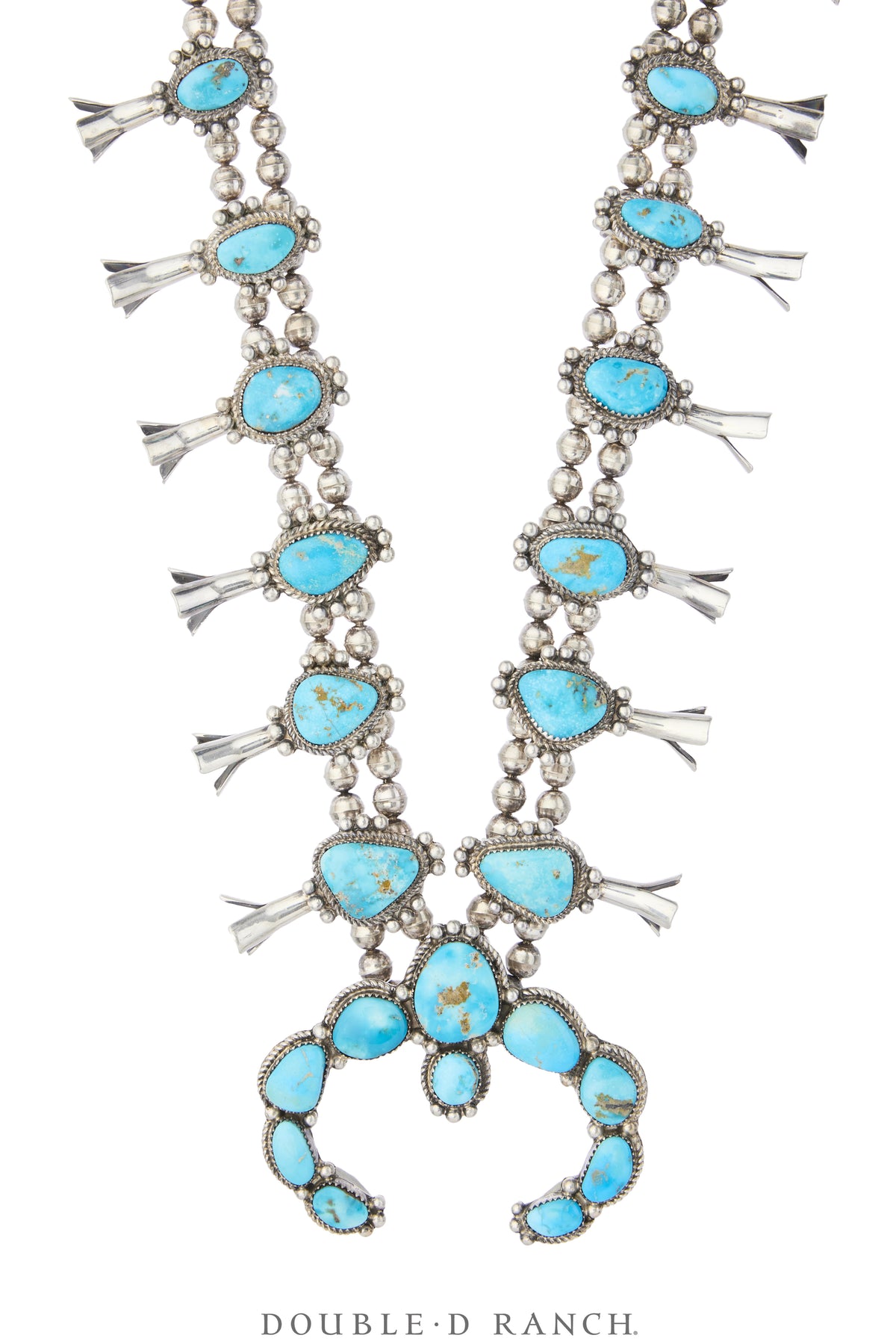 Necklace, Squash Blossom, Turquoise, Hallmark, Richardson's Trading Post, Old Pawn, 3959